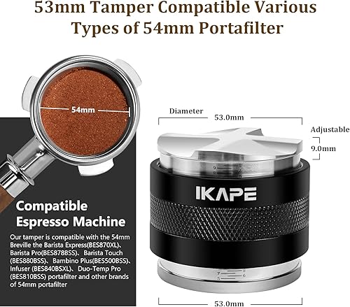 Miniatura 2 de IKAPE Productos de café, distribuidor de café de 2.087 in y manipulación manual, distribuidor de espresso de profundidad ajustable para todos los