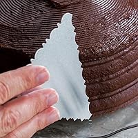 Vista 3 de Restaurantware Pastry Tek - Rascador de pasteles de 4.8 x 3.8 pulgadas, 1 3 patrones para tartas, bordes plisados, agujero para colgar, glaseado
