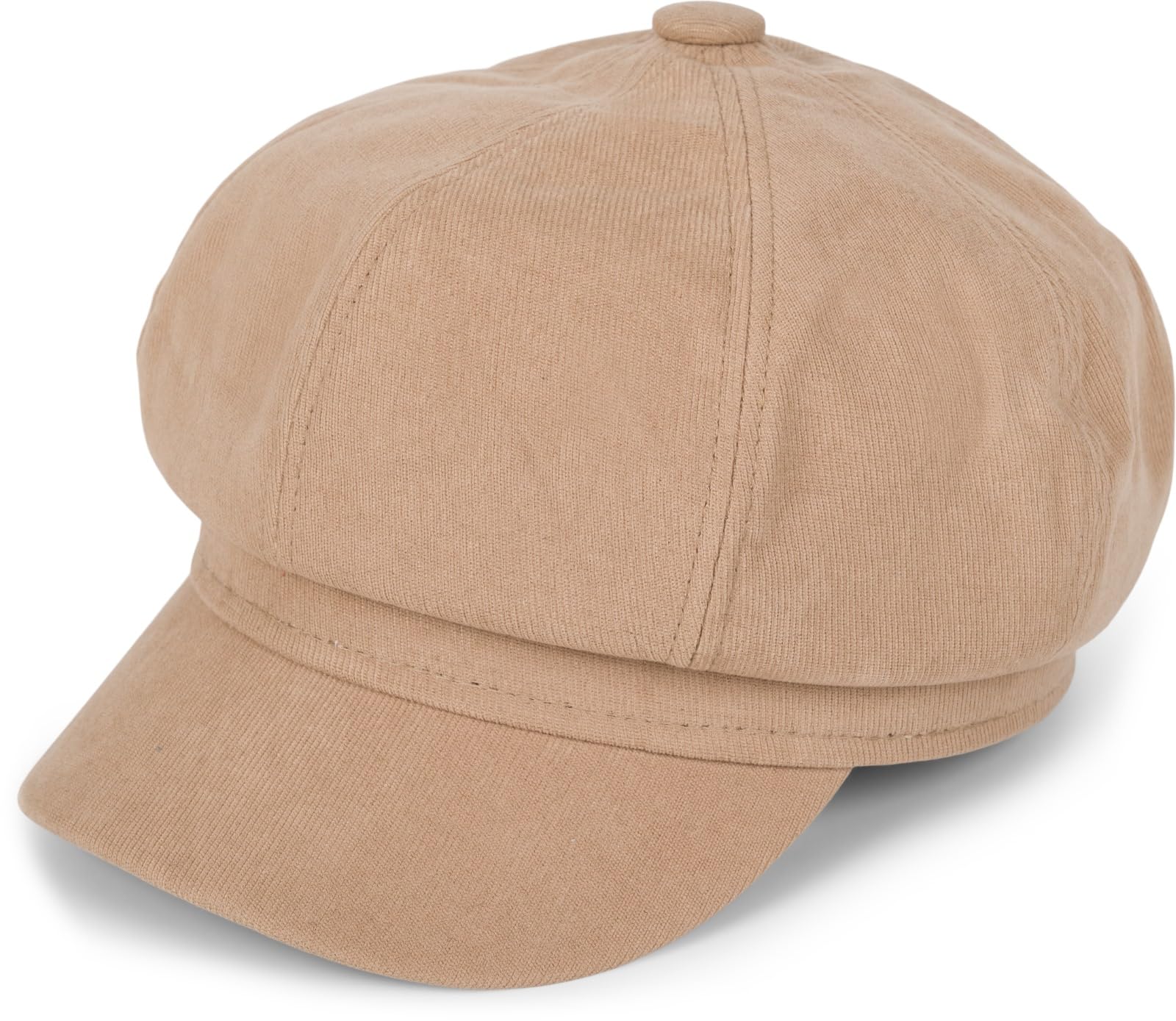 styleBREAKER Ladies Balloon Cap in Soft Fabric, Peaked Cap Vintage Style, Bakerboy Slider Cap, Newsboy Cap 04023086, Colour:Light Brown