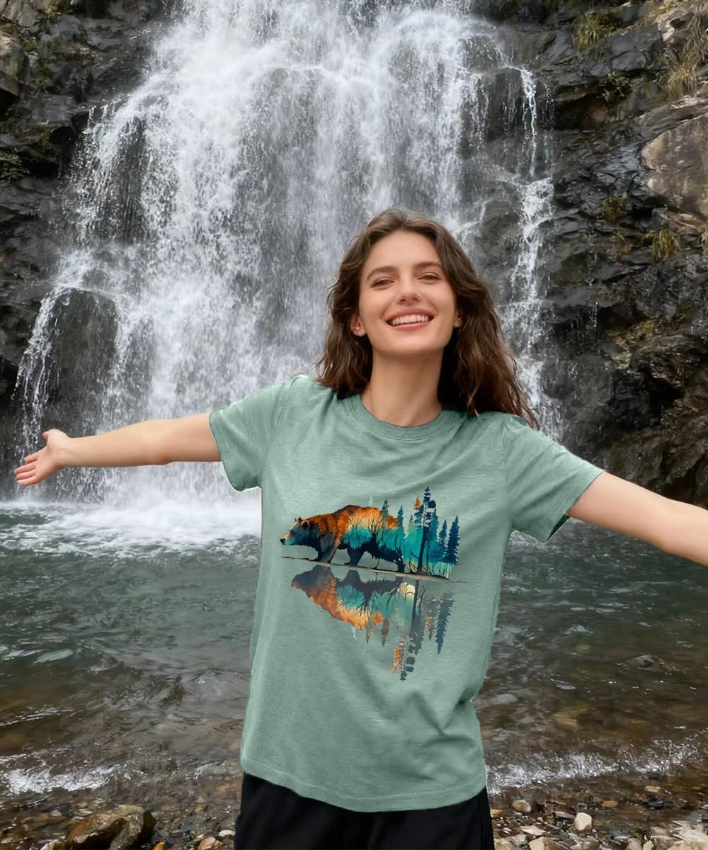 Hiking Shirt for Women Funny Nature Sunrise Graphic Mountain T Shirt Summer Casual Workout Short Sleeve Adventure Tees - Image 5