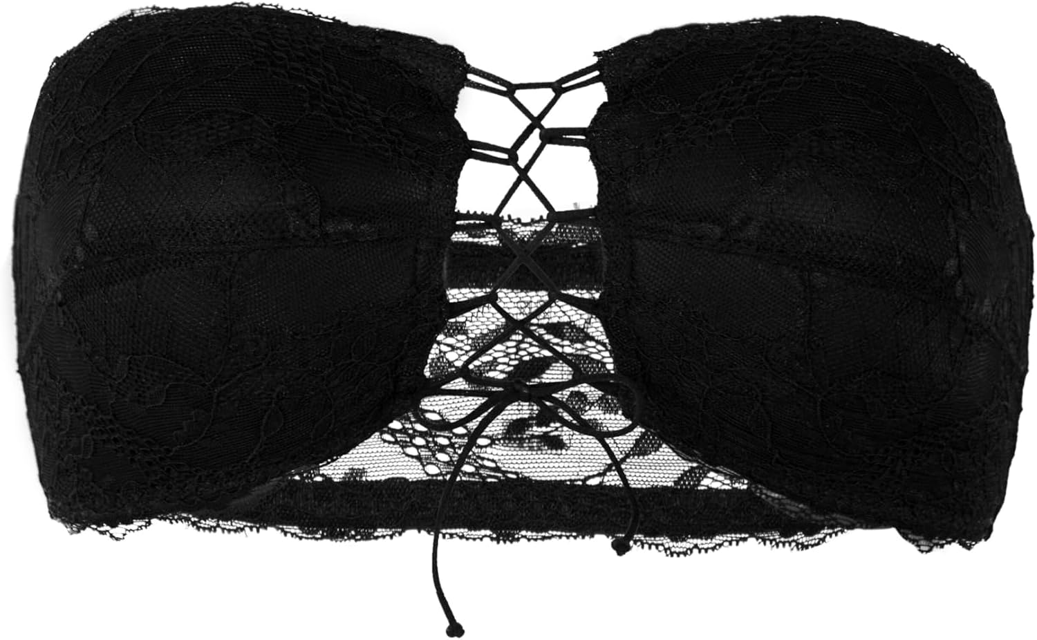 Women's Strapless Lace Bra, Wirefree Tube Top Bandeau Bra with Padded Bralette. - Image 2