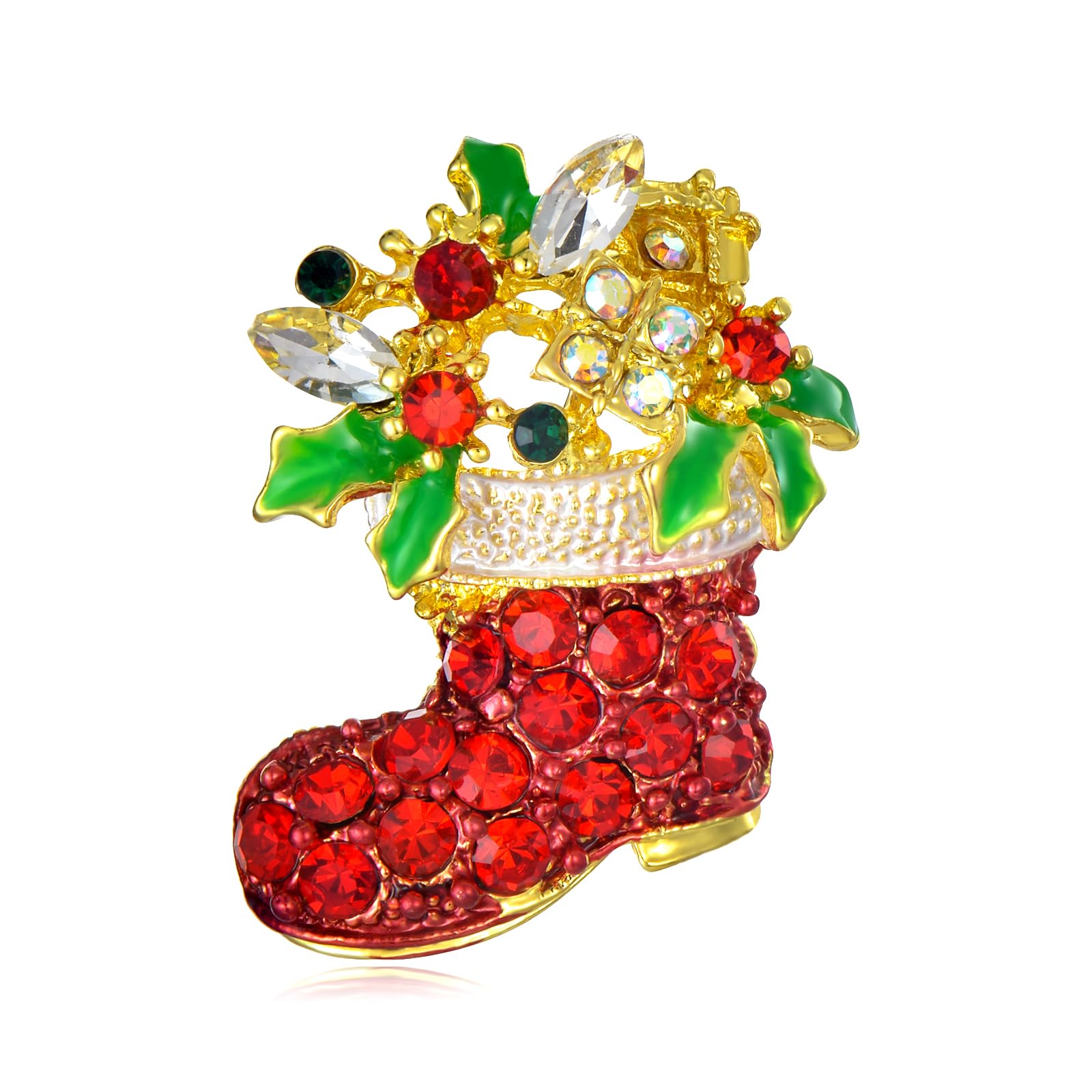 EMEGCYChristmas Wreath Brooch Christmas Bells Brooch Pin Santa Claus Brooch Gold-plated Laple Pin Christmas Gift for Women Girls Friends