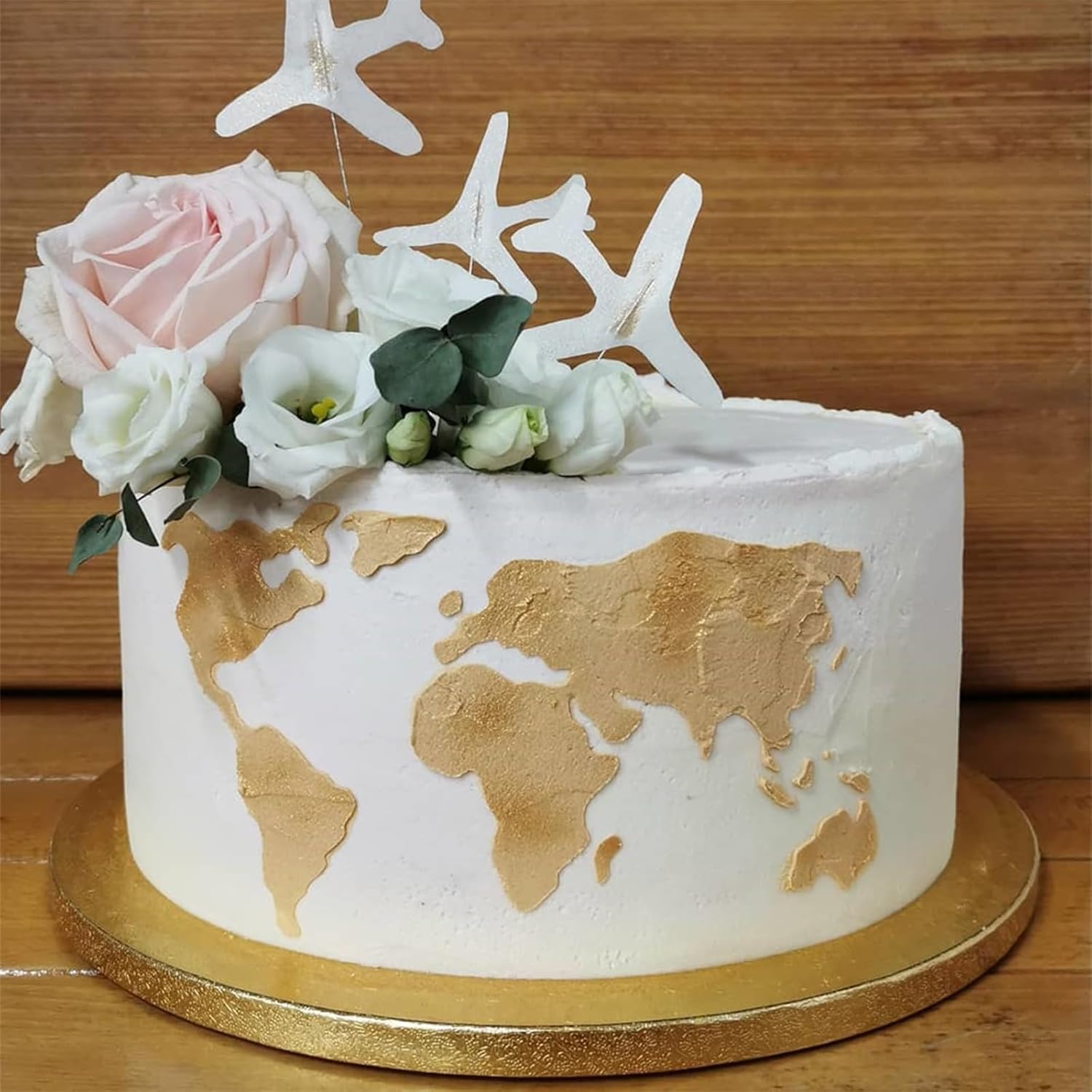 2Pcs Cake Stencil, 11.6x5.2in World Map Stencils for Cake Decorating, Reusable Cake Stencils & Templates Spray for Buttercream Cookie Fondant Dessert Cake Baking Supplies