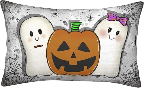 Miniatura 1 de Fundas de almohada de Halloween de 12 x 20 pulgadas, decoración de Halloween, almohada lumbar, fantasma, calabaza, fundas de almohada para sofá