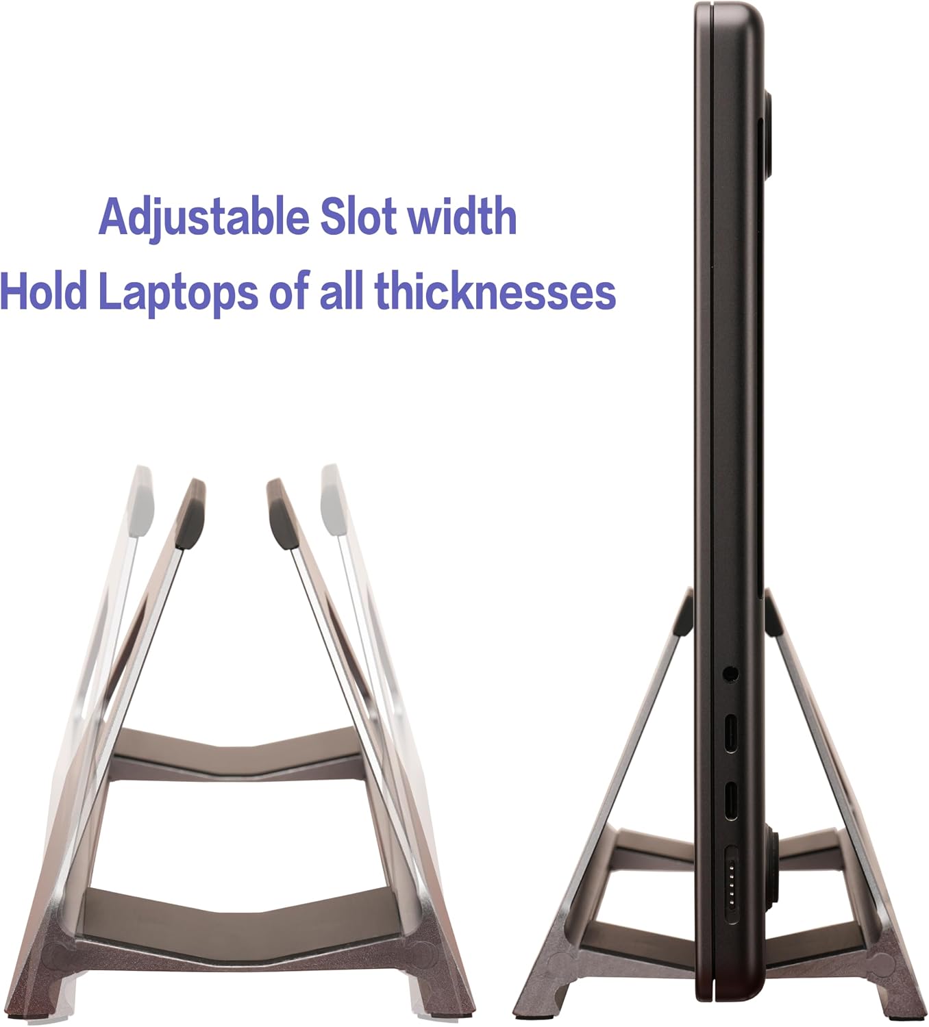 Vertical Laptop Stand, Space Saving Holder for MacBook with Tool-Free Width Adjustment, Pretty Anodized Aluminum for Desk, Universal Fit for 10-17" Laptop