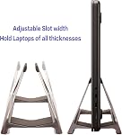 Vertical Laptop Stand, Space Saving MacBook Holder with Tool-Free Width Adjustment, Pretty Anodized Aluminum for Desk, Universal Fit for 10-17" Laptop