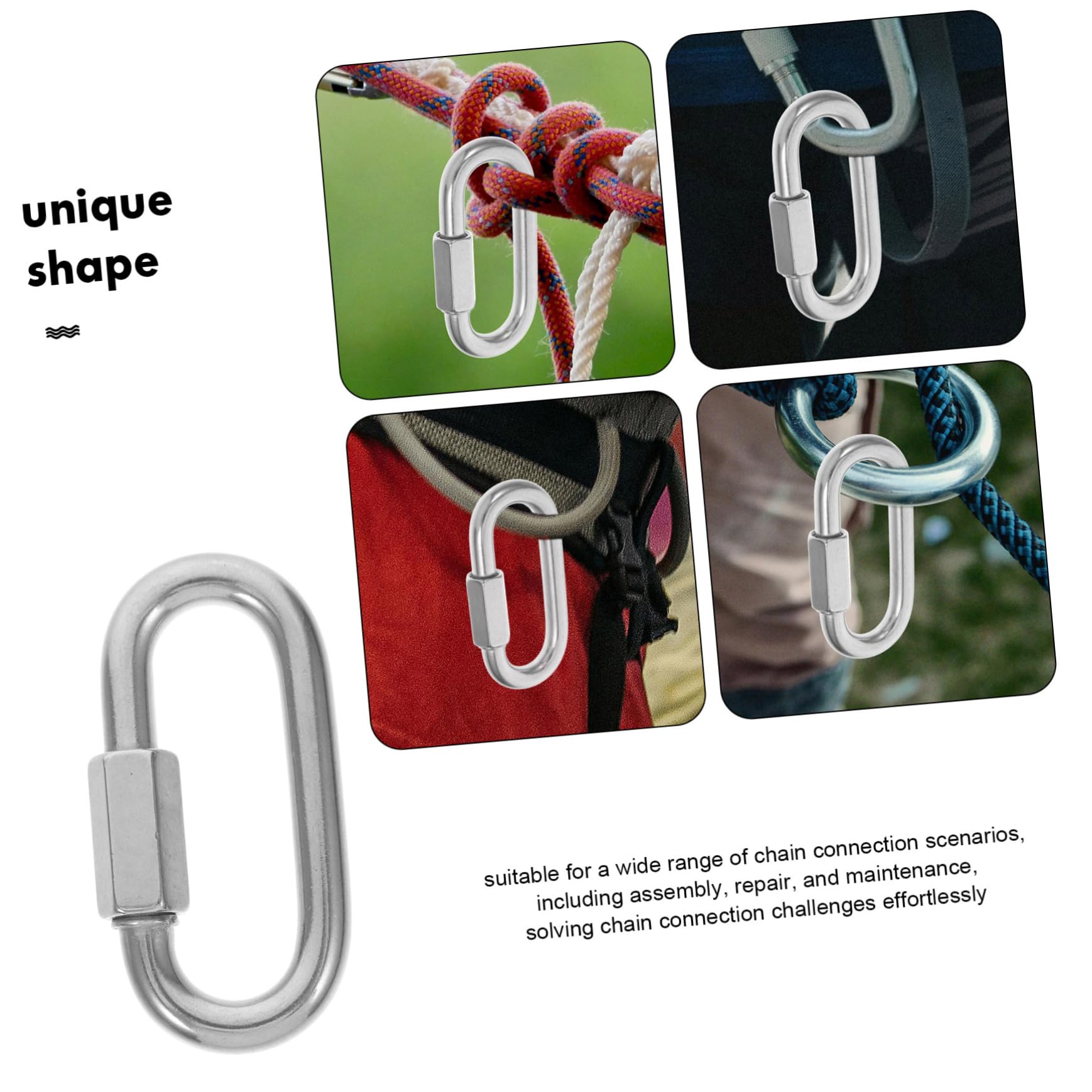 Conector de Enlace de Acero Inoxidable en Forma de D 10 Piezas | Plata, Conexión Segura para Cadena, Uso Industrial y Mantenimiento, Formato Rápido