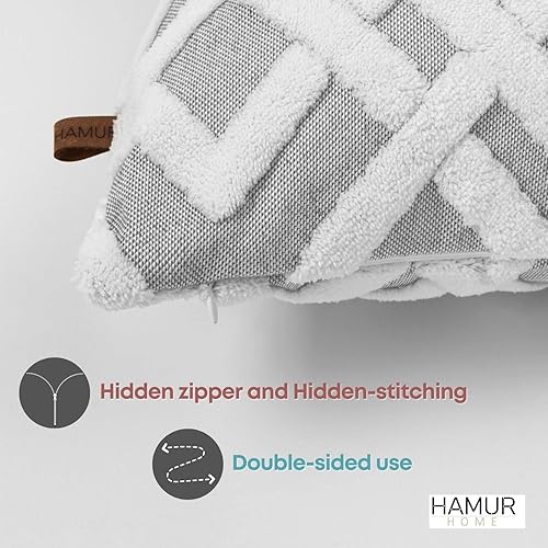 Miniatura 2 de HAMUR - Juego de 2 fundas decorativas para cojín de 20 x 20 pulgadas, suaves y duraderas, para decoración del hogar, para sofá, sala de estar y