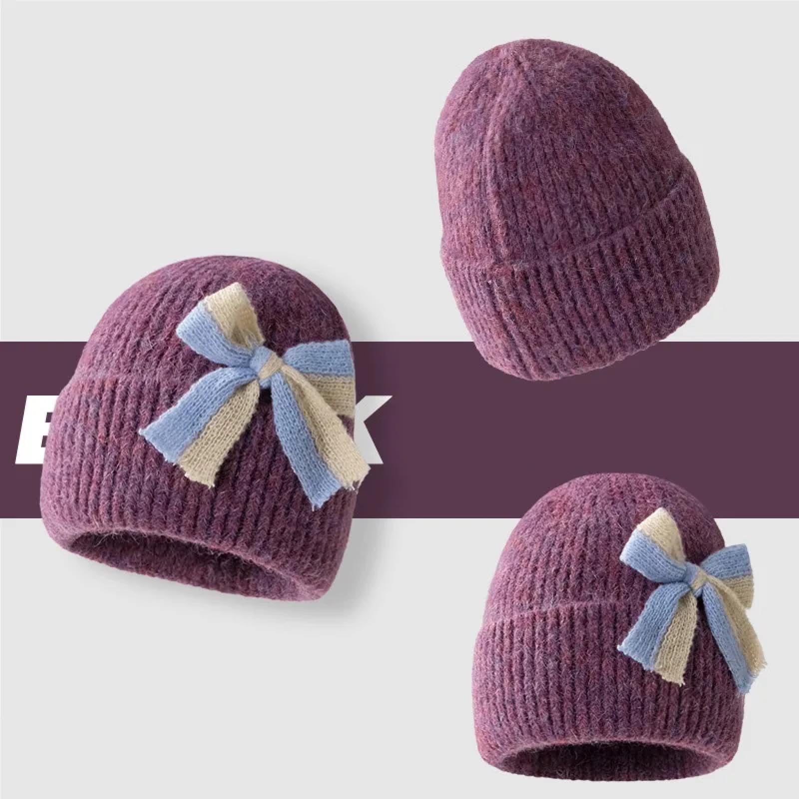 Czapki Czapki Skullies Czapki Beanie Bow Hat dla kobiet Słodkie Dzianinowe Czapki Skullies Koreańskie Czapki Ochronne Uszy Jesień Zima Ciepła Pogrubiona Czapka Pulower