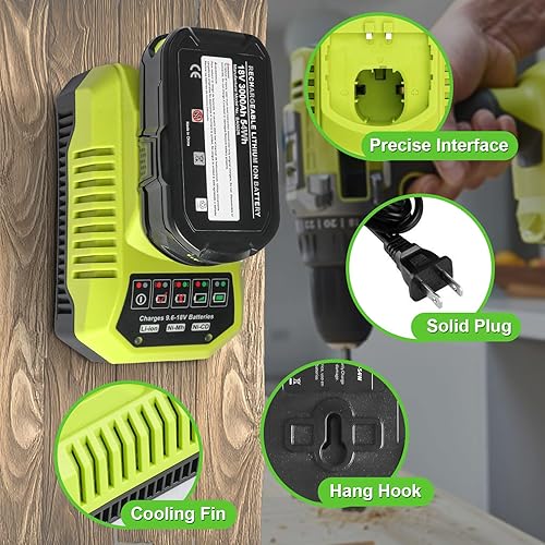 Miniatura 7 de 2 Pack 3.0Ah Replacement Battery and Charger Combo for Ryobi ONE+ 18V - Compatible with Ryobi 18V Cordless Tools