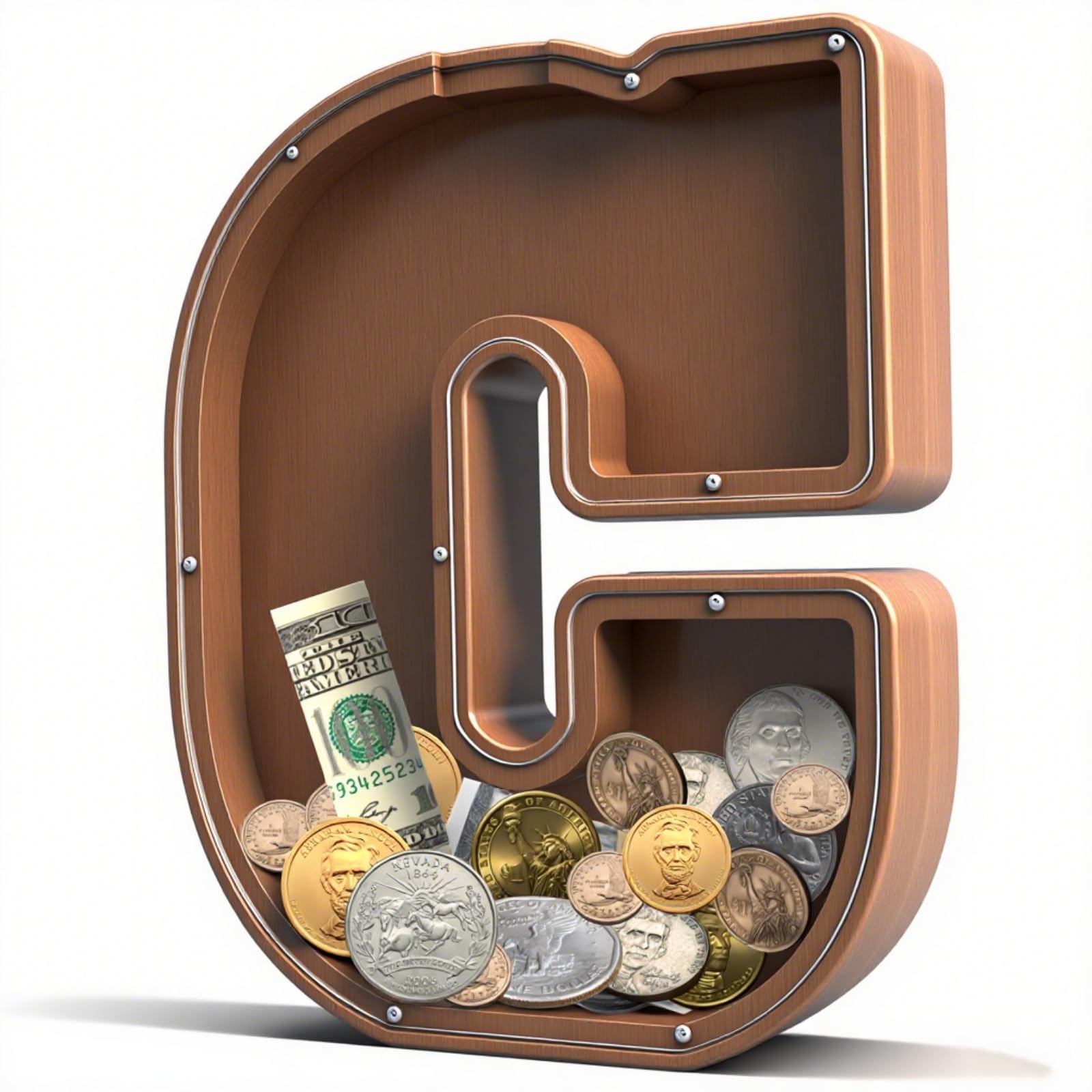 UBeesize 12in Extra Large Wooden Piggy Bank,Letter Piggy Bank for Boys Girls,Money Coin Bank for Kids,Christmas,Birthday,Children“s Gift and Home