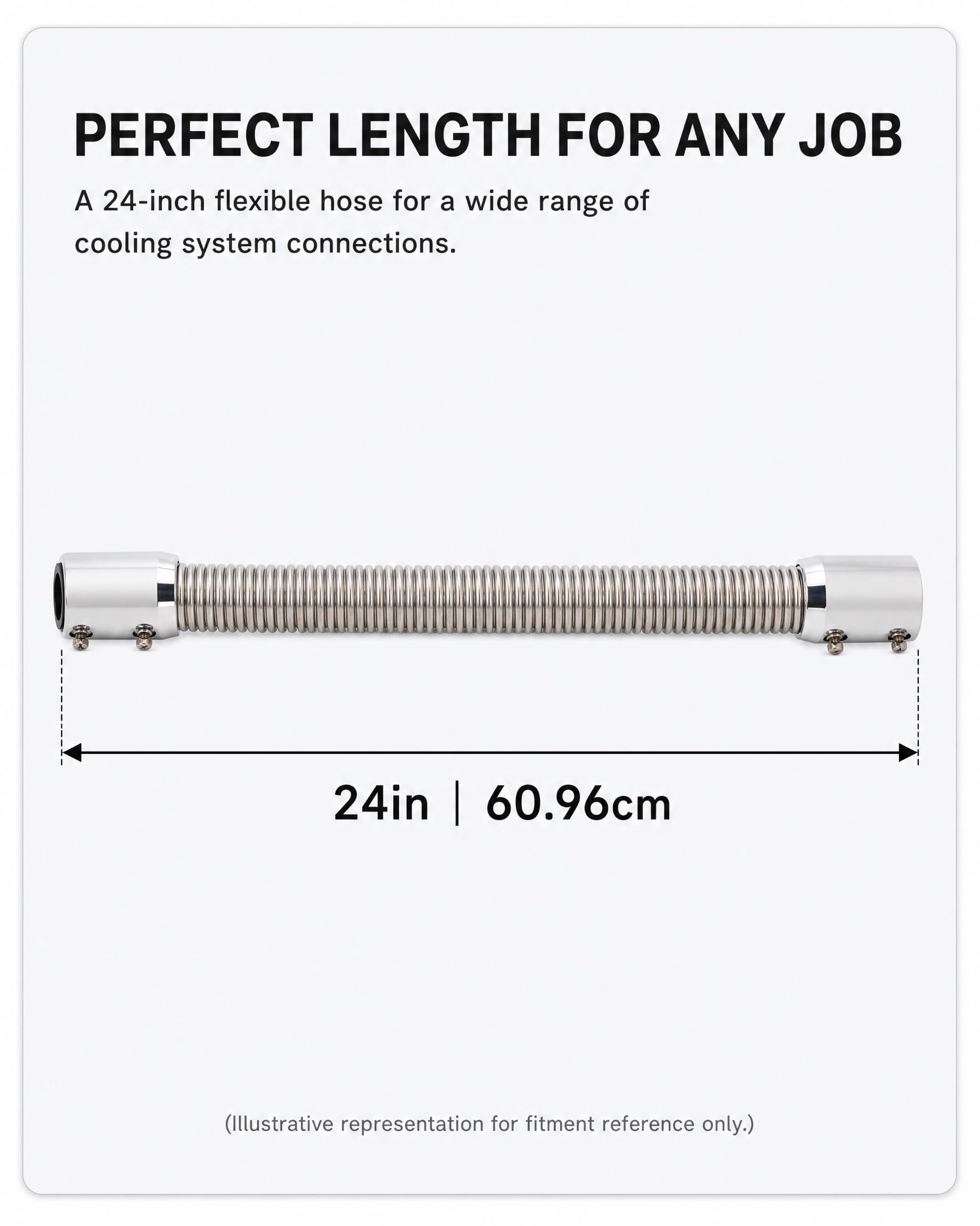 Tuyau de Radiateur Flexible, Tuyau de Radiateur Universel 24 Pouces, Kit de Tuyau d'eau de Refroidissement en Acier Inoxydable avec Connecteurs pour Col de Radiateur 1-1/4