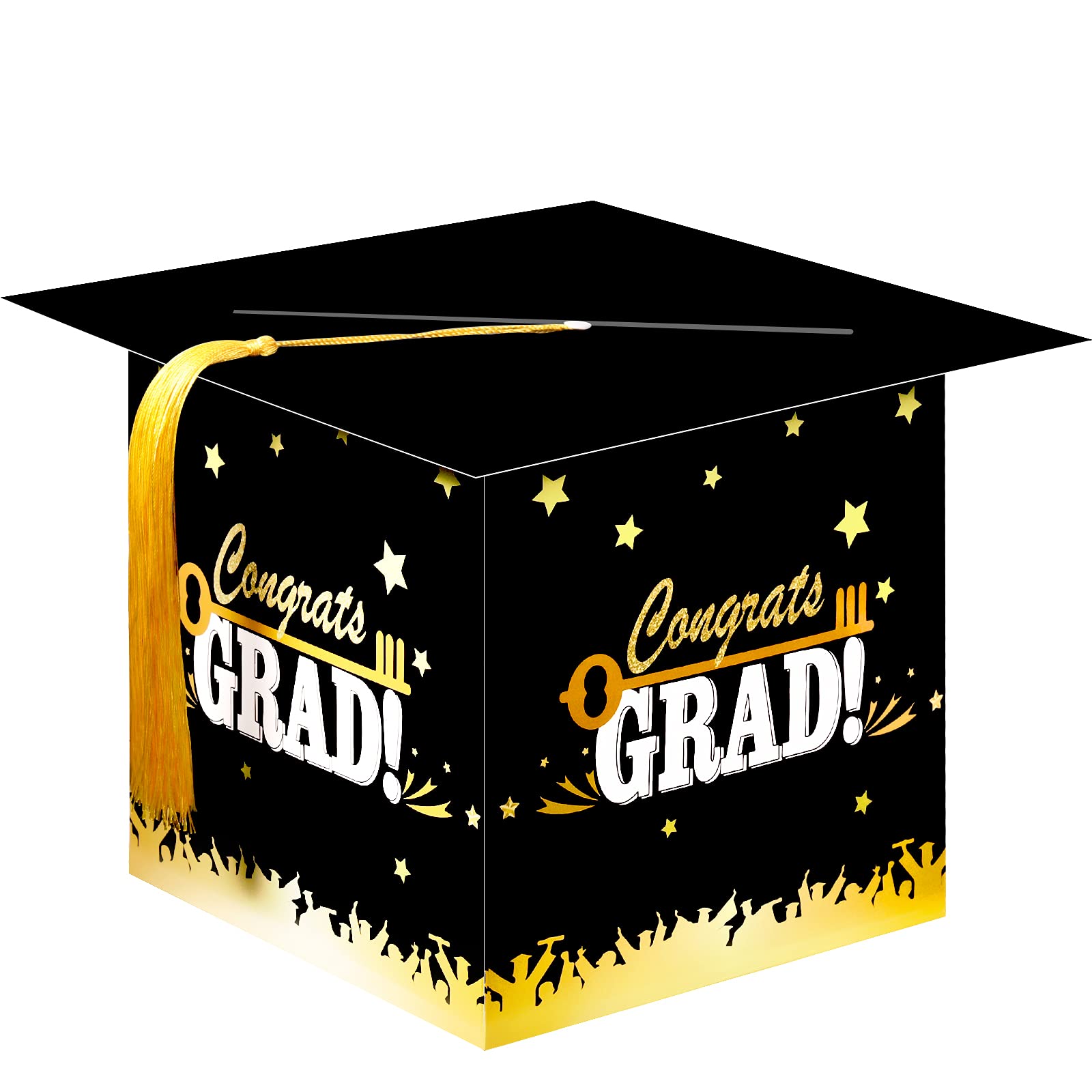 Outus 2026 Graduation Card Box with Tassel Congrats Grad Cap Card Holder for Graduation Gift Box Party Supplies