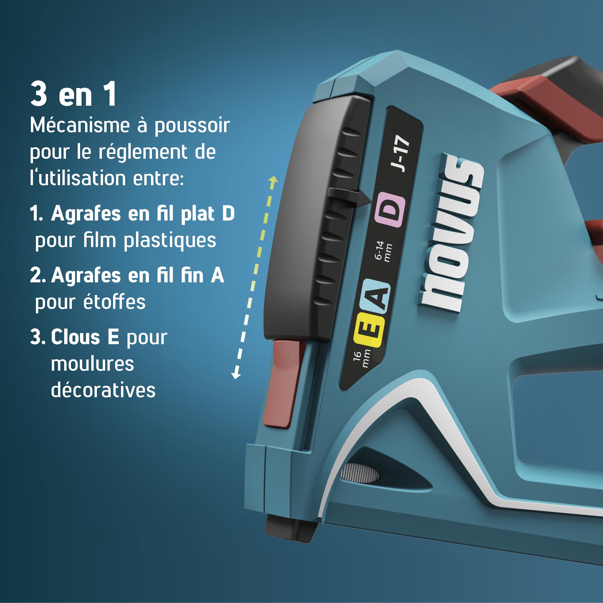 NOVUS TOOLS Agrafeuse manuelle J-17 Kit avec 1800 agrafes