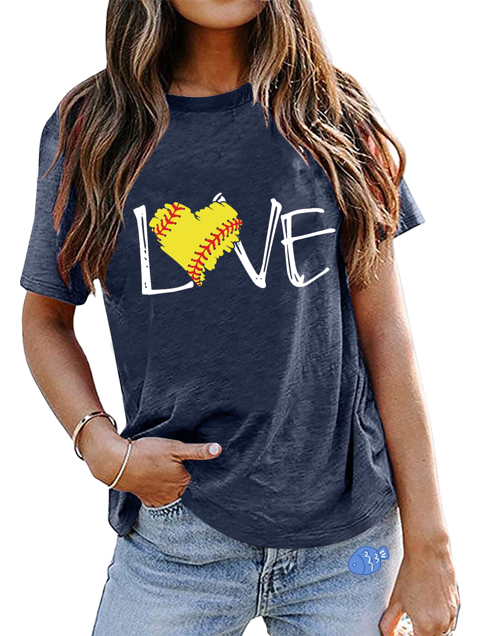 Softball MOM I Love Softball T-Shirt Tank Top for Women Funny Letter Print Game Day Pattern Shirt Casual Life Top