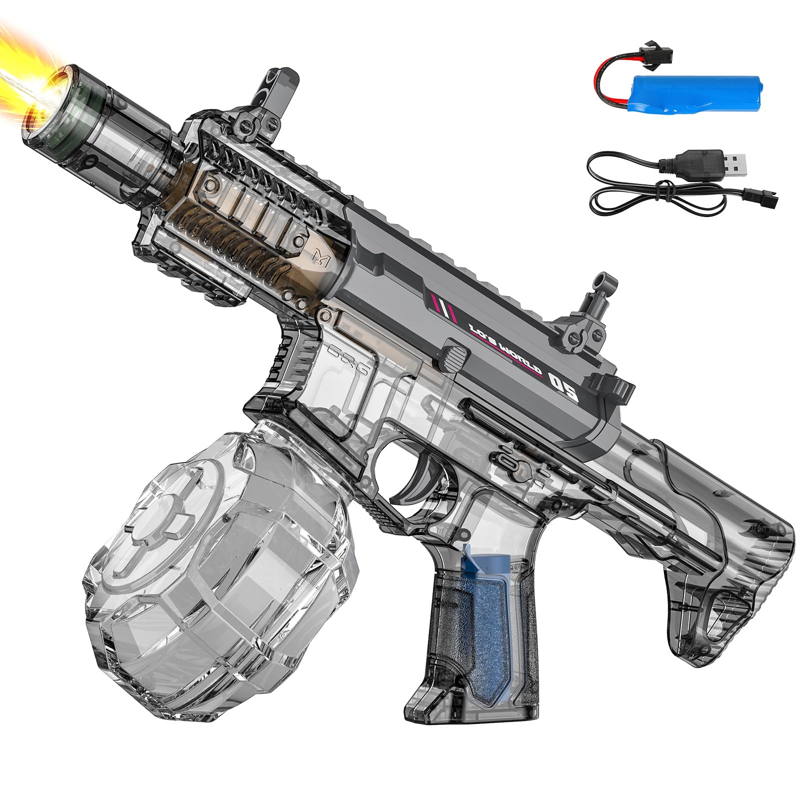 Electric Water Gun for Adults Kids, Automatic Squirt Gun with Colorful LED Lights, 6-8M Range, 300ML High Capacity, One-Button Battery Operated Water Blaster for Summer Pool Beach Party Outdoor Play