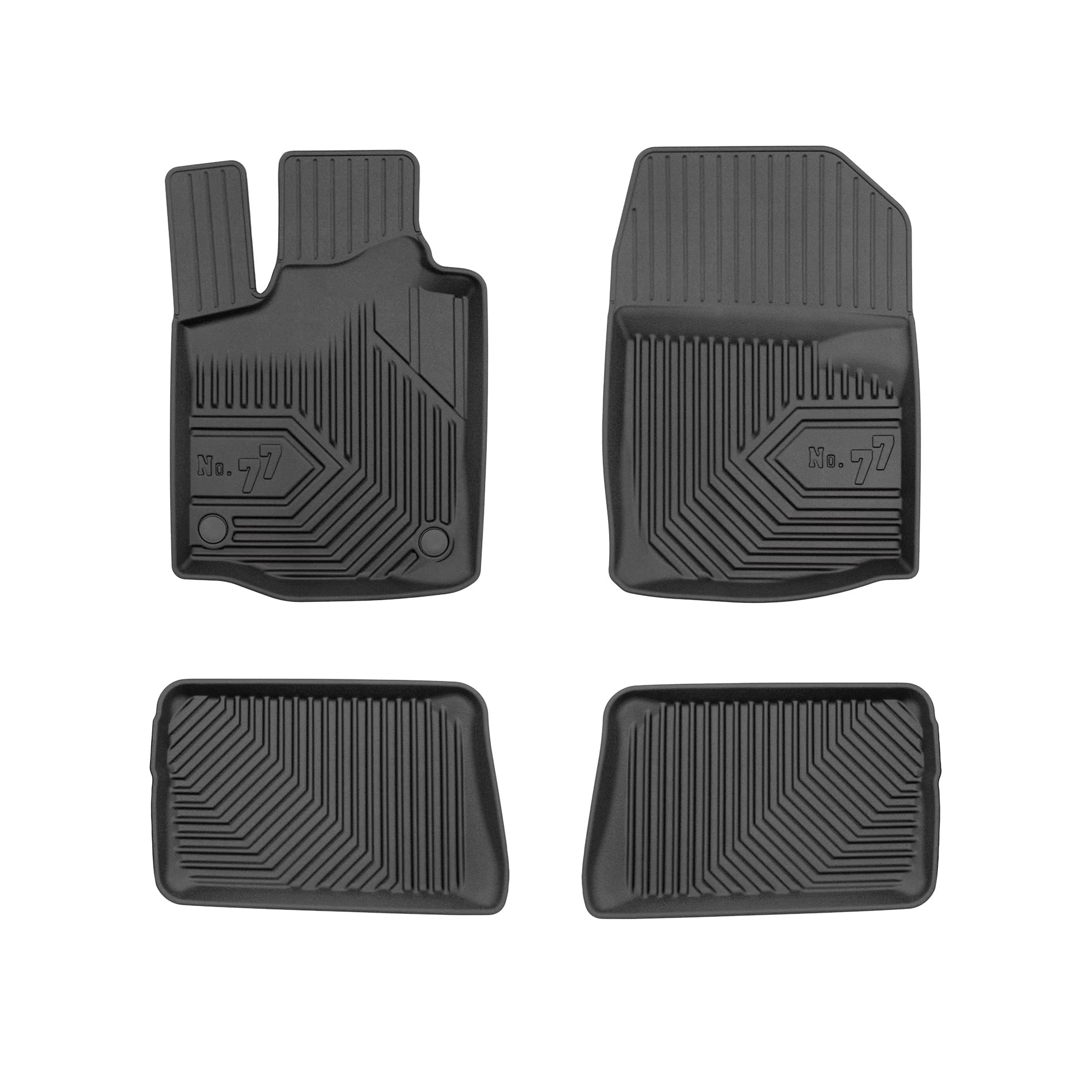 FROGUM No.77 Całoroczny zestaw Gumowych dywaników samochodowych dopasowanych do Renault Twingo II 2007-2014 | Wytrzymały materiał TPE