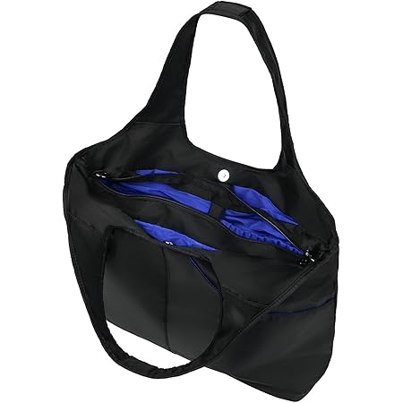 Amazon Co Jp 超軽量 防水 ショルダー トート レディース バッグ ポケット全11個 収納 多機能 大容量 マザーズバッグ ナイロン L Black Blue シューズ バッグ