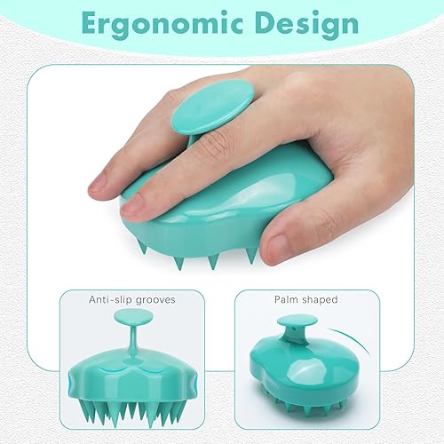 Miniatura 2 de FREATECH - Cepillo de champú para el cuero cabelludo con cerdas de silicona suaves y flexibles para el cuidado del cabello y la relajación de la