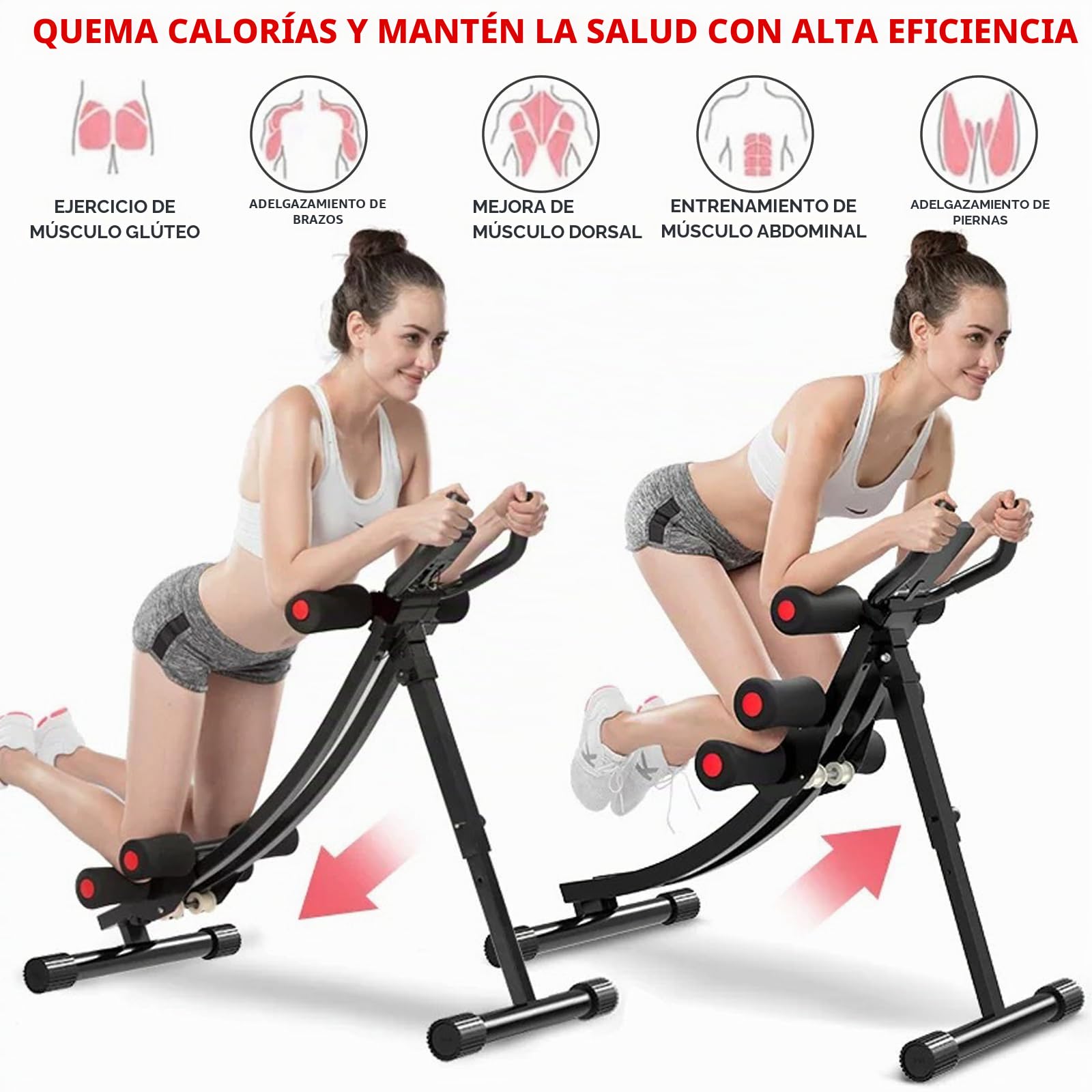 Silla de Entrenamiento Abdominal Ejercitador Abdominal para Mujeres 308lb Compresor Plegable Entrenador de Fuerza Abdominal 4-Posiciones Ajustable con Pantalla LCD