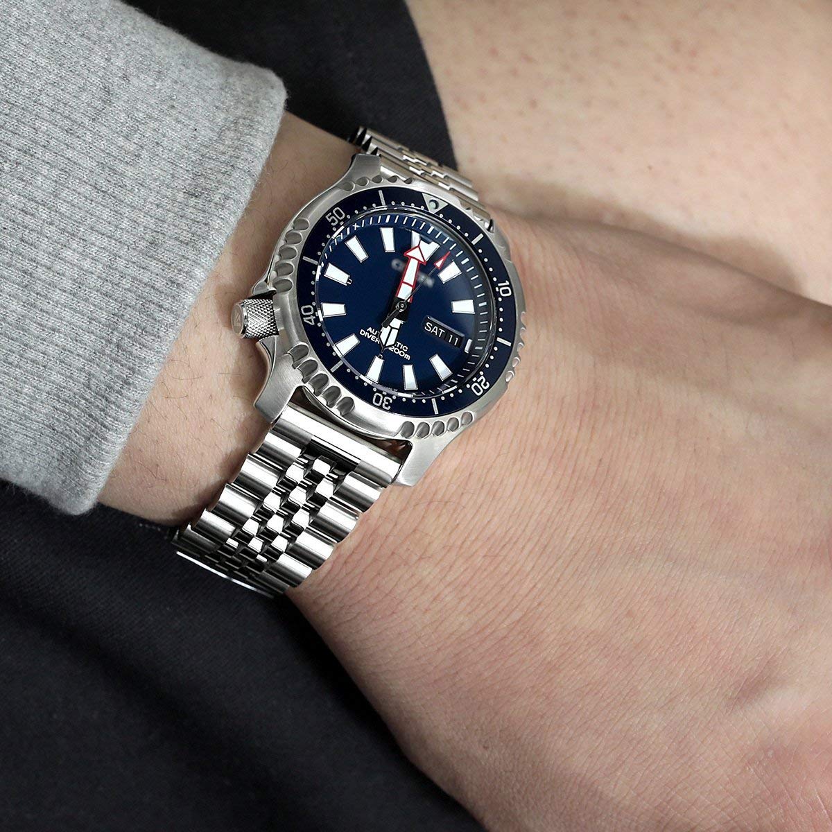 MiLTAT 20mm Super-J Louis 316l Edelstahlarmband gerades Ende, gebürstete V-Schließe