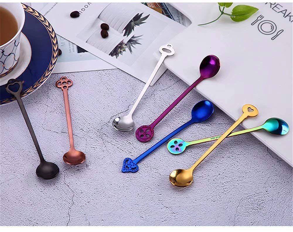 Cucchiaini Da Caffè Arcobaleno Acciaio Inox - Set 6 Pezzi 19,7cm Per Gelato E Cocktail - Foto 8