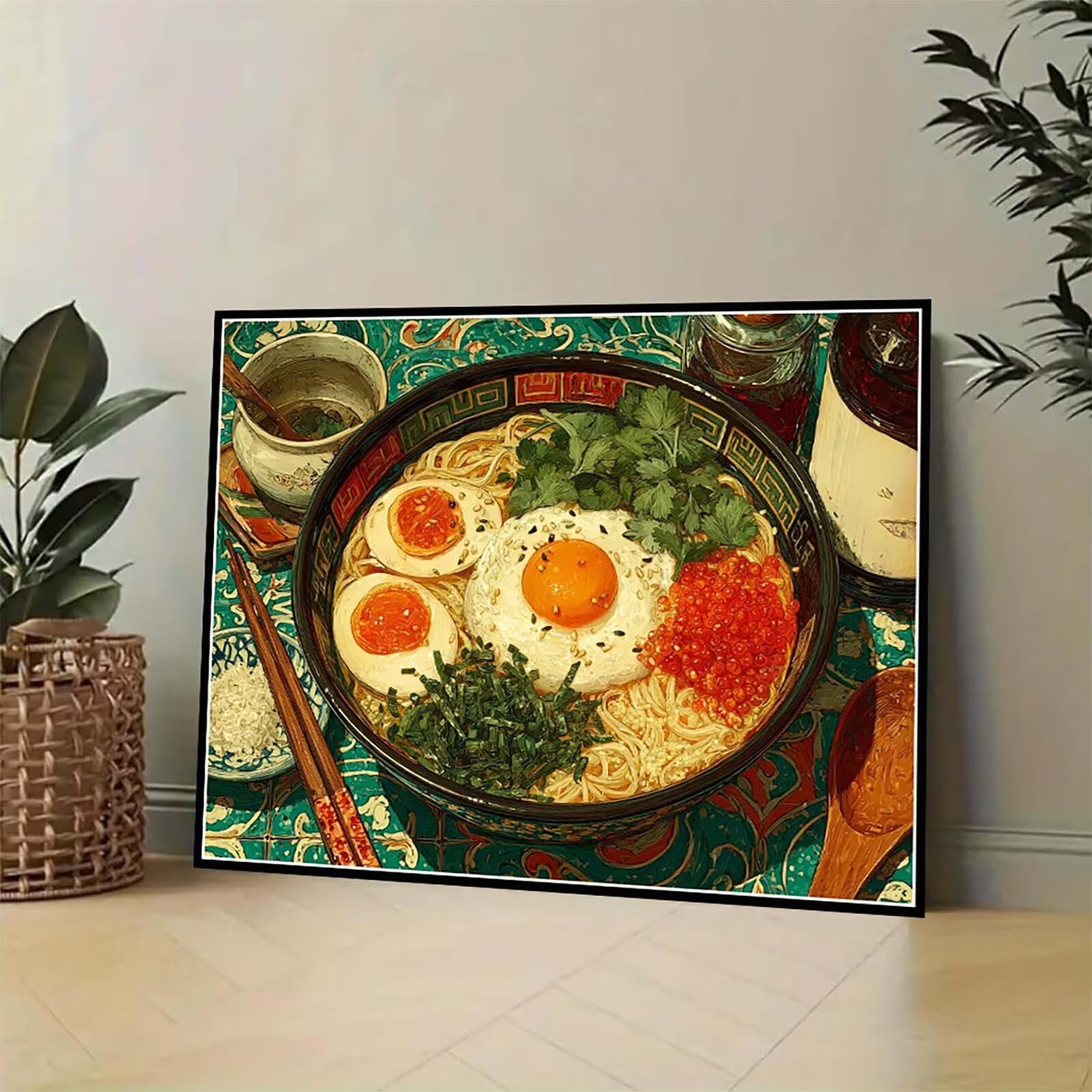 Malen Nach Zahlen Handgezogene Nudeln Malen Nach Zahlen Erwachsene, Paint by Numbers Traum Paint by Numbers Adult DIY Leinwand Ölgemälde Set mit Pinsel und Acrylfarben, Zimmer Deko 90x70cm -hjw25010AX