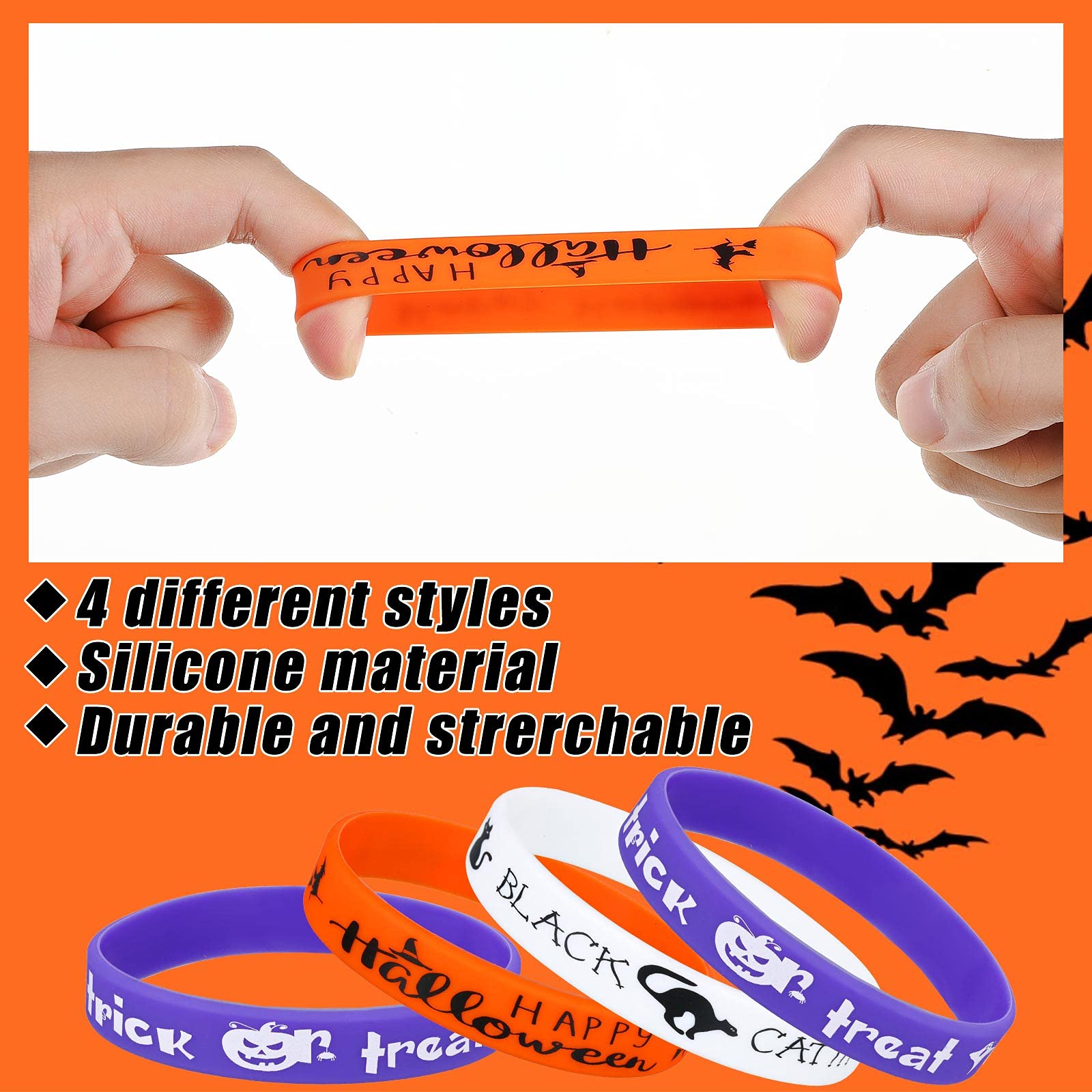 Amazon | 36ピース ハロウィンシリコンリストバンド ハッピー