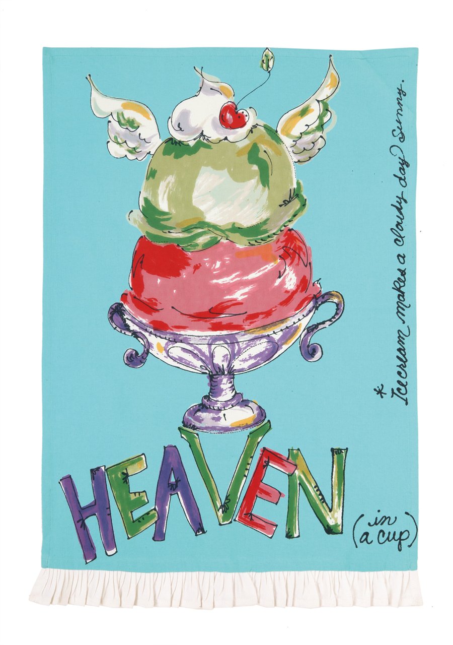 Julia Junkin Ice Cream Heaven Kitchen Towel, Blue