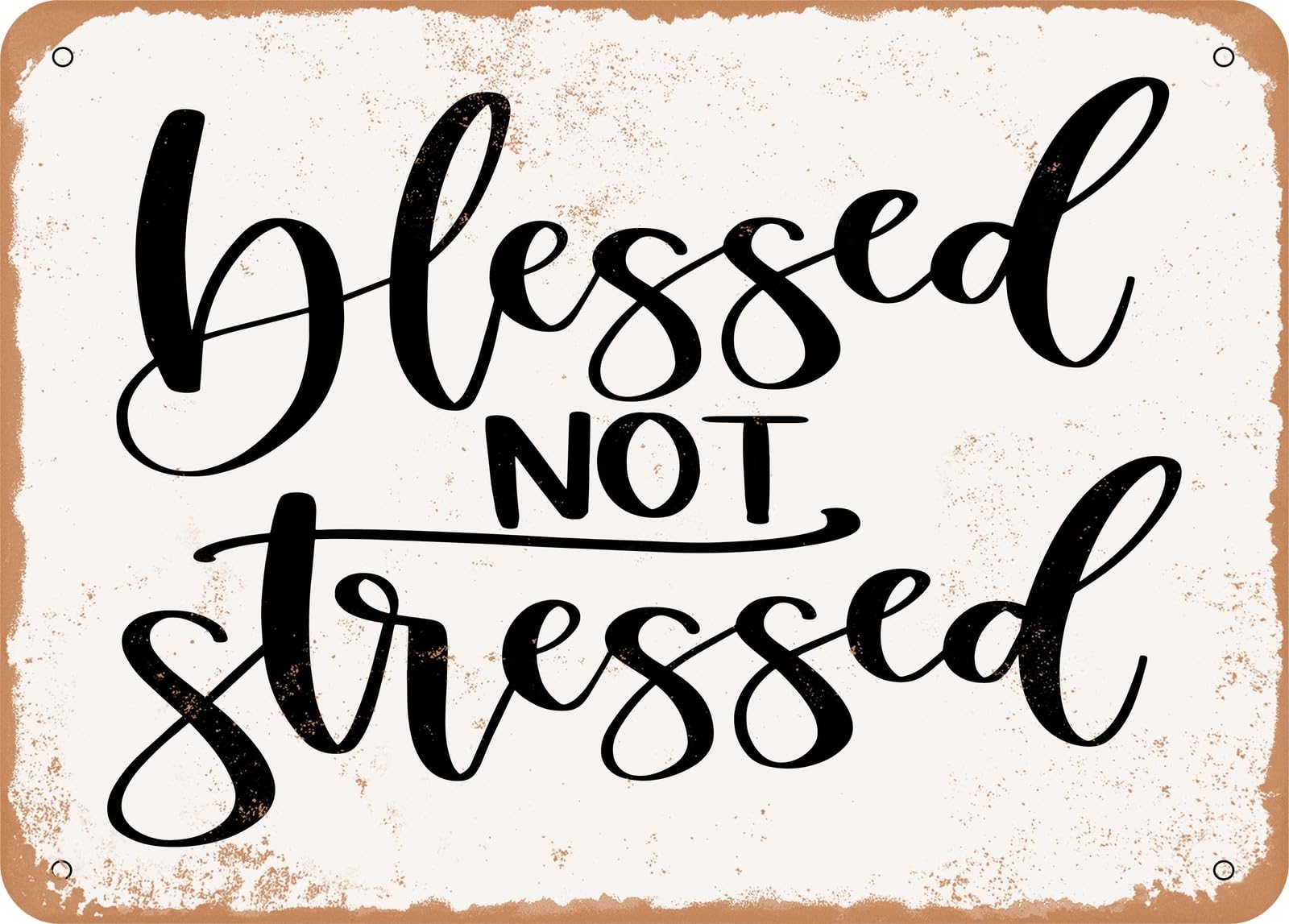 Metal Sign - Blessed Not Stressed - Vintage Look Sign home decor
