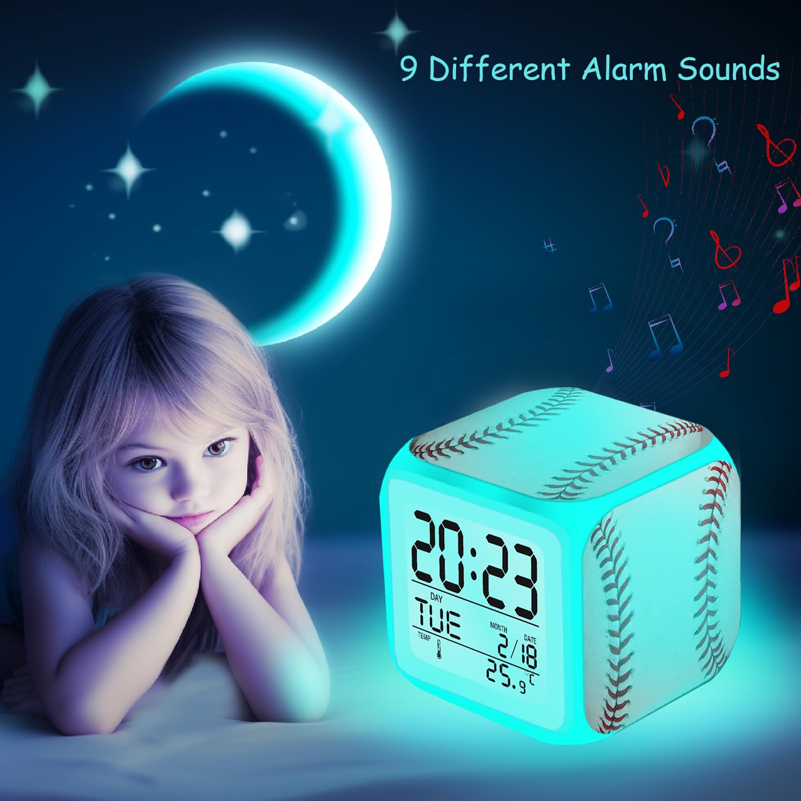 Amazon.com: ZonleeApex Baseball Ball Alarm Clock for Boys Girls