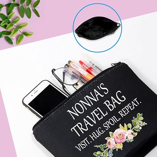 Miniatura 6 de GJTIM Nonna Regalo para abuela de nietos Nonna regalo de viaje abuela bolsa de maquillaje bolsa de maquillaje, Negro -