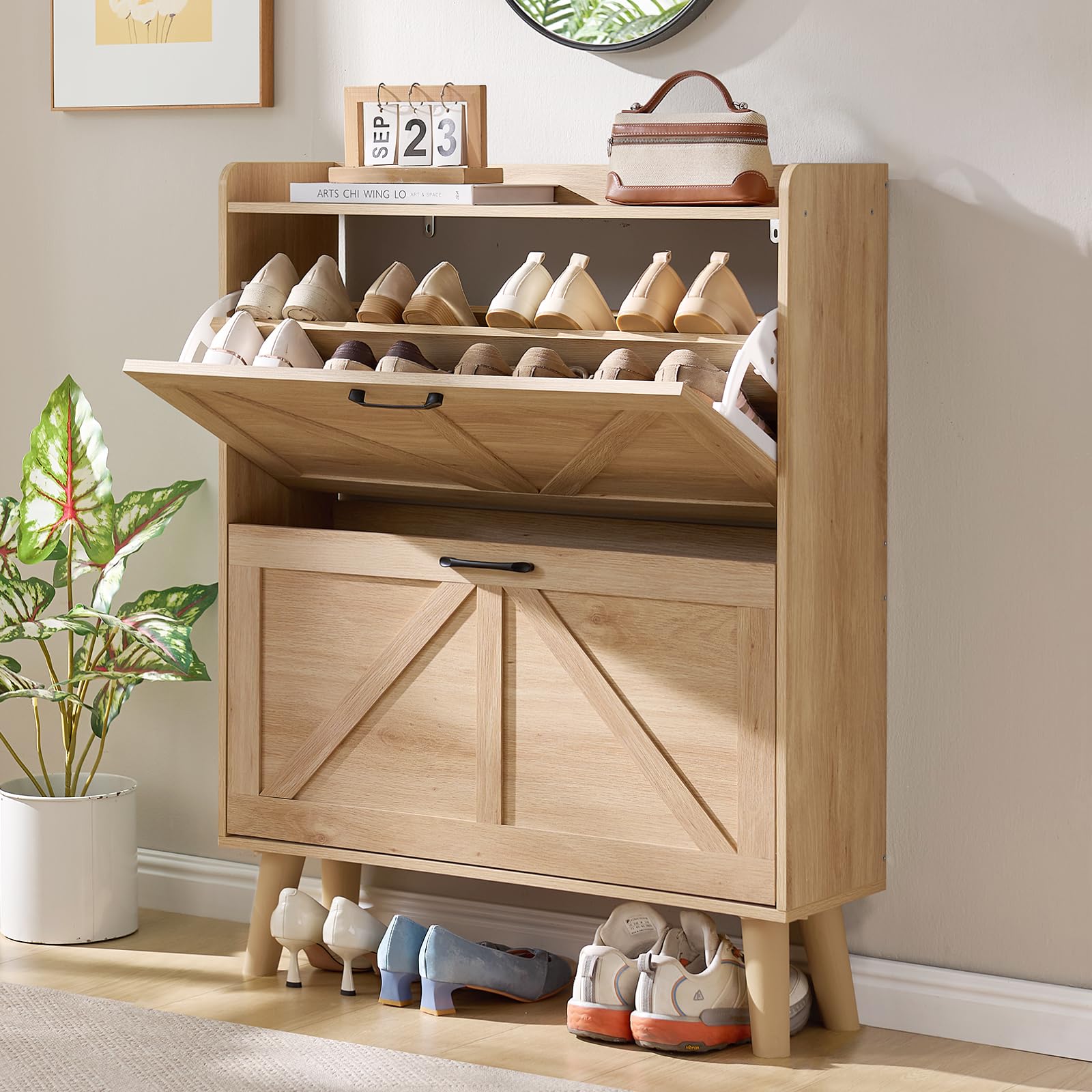 LEYAOYAO Natural Wood Cabinet