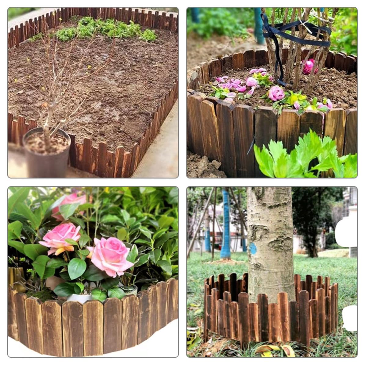 Steccato Decorazione Naturale in Legno Staccionata Antitarlo Color Caffè, Flessibile e Resistente per Protezione Massima di Piante e Prato per Aiuole da Giardino per Casa