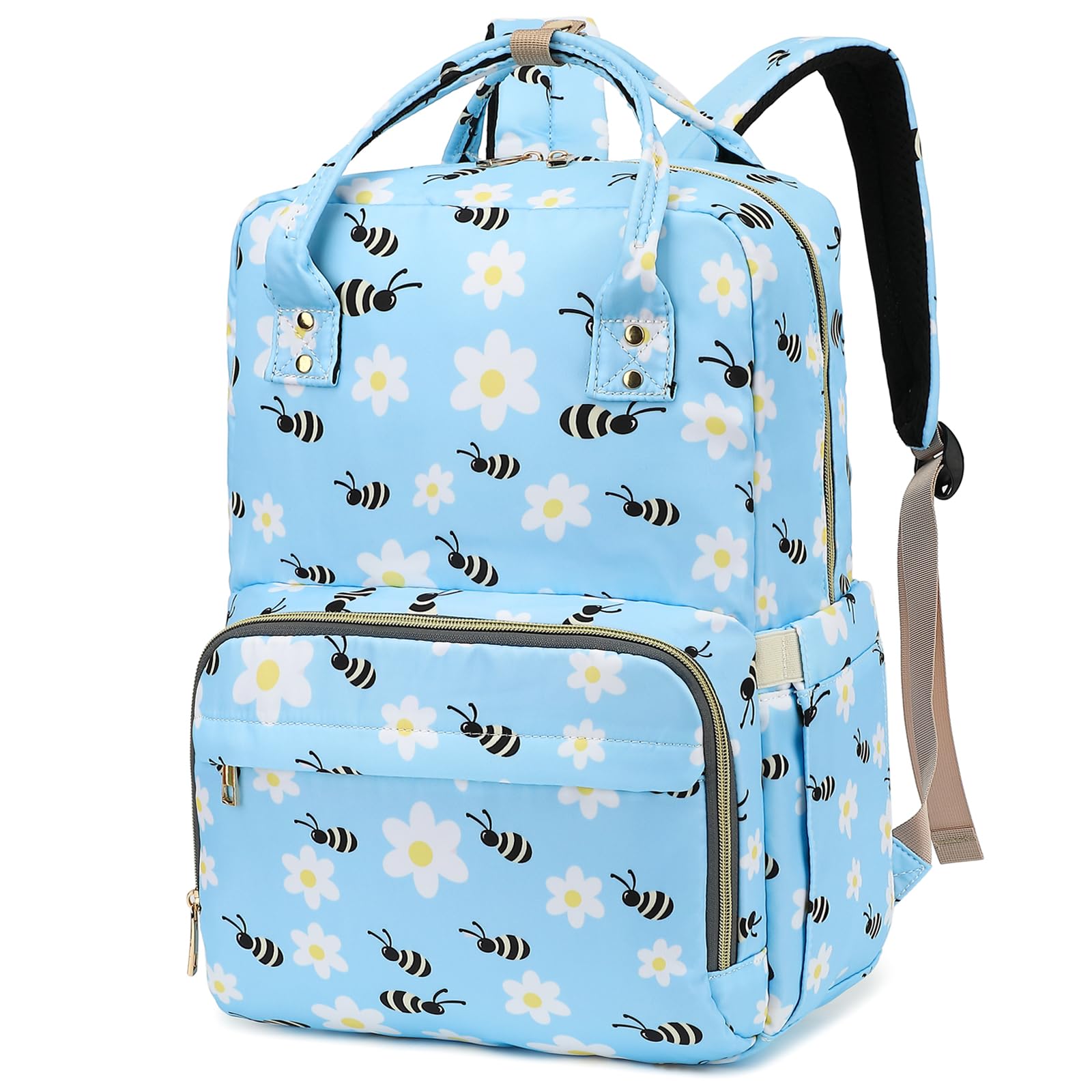 Bee Laptop Backpack 15.6 Inch College Bookbag School Casual Computer Backpacks for Women Girls