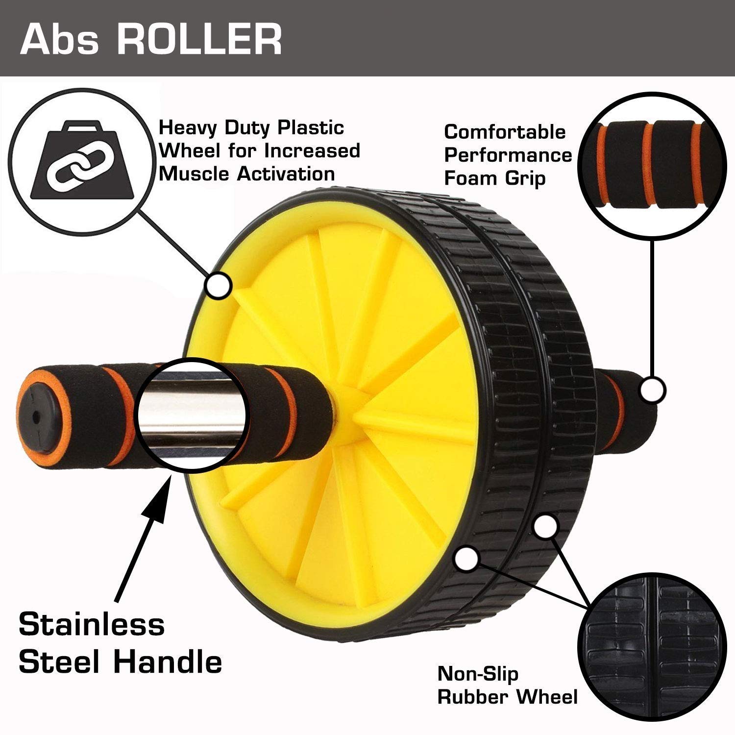 A L N® Double Spring Tummy Trimmer and Double Wheel AB Roller Combo for Abs Core Abdominal Workout Back Exercise Strength Training Home Gym Equipment Fitness Body Toner for Men and Women 3
