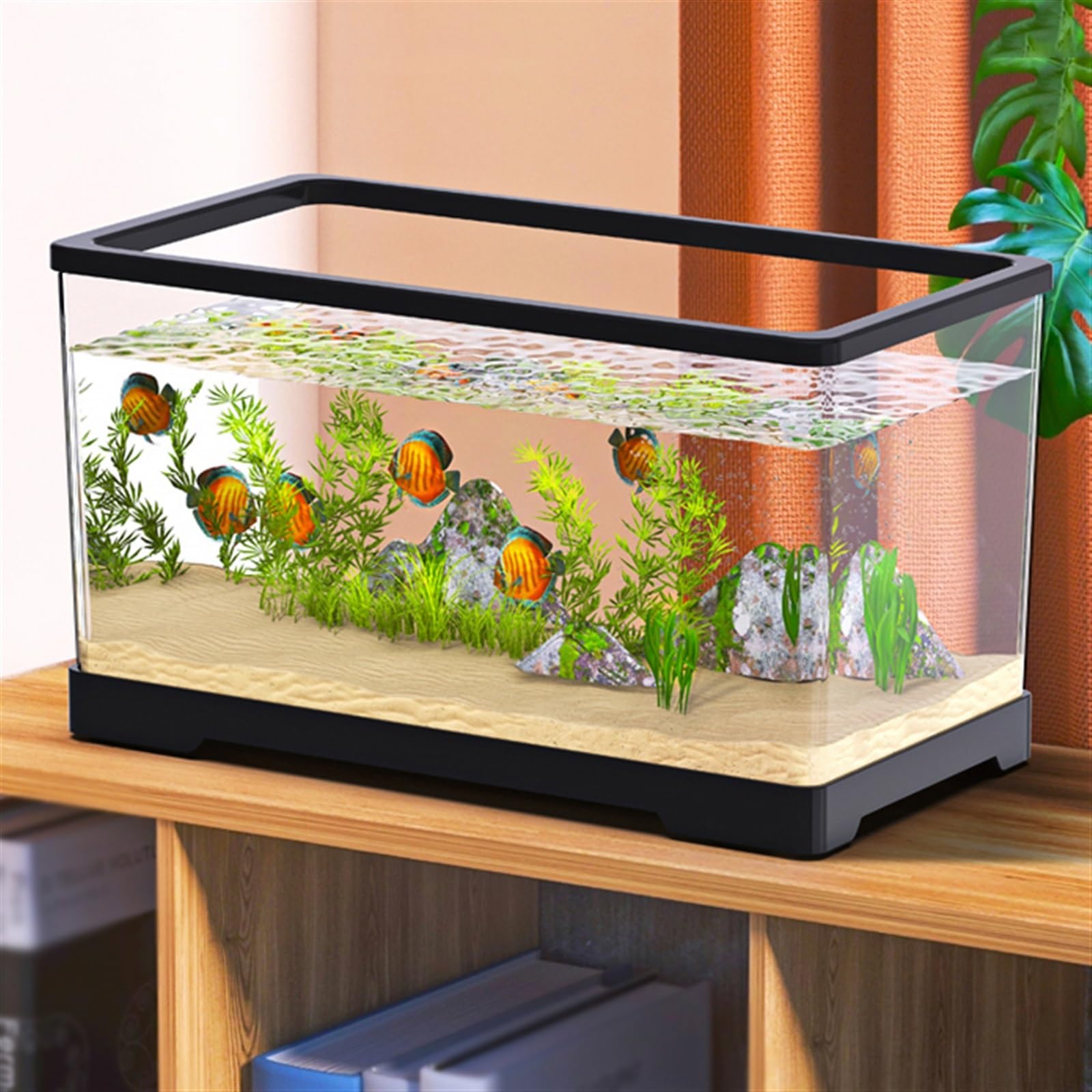 Acuario Tanque de Peces acrílico Transparente a Prueba de caídas, Tanque de Peces pequeño y Mediano, Tanque ecológico, Tanque de Escritorio for el hogar Peces Acuario(Grande)