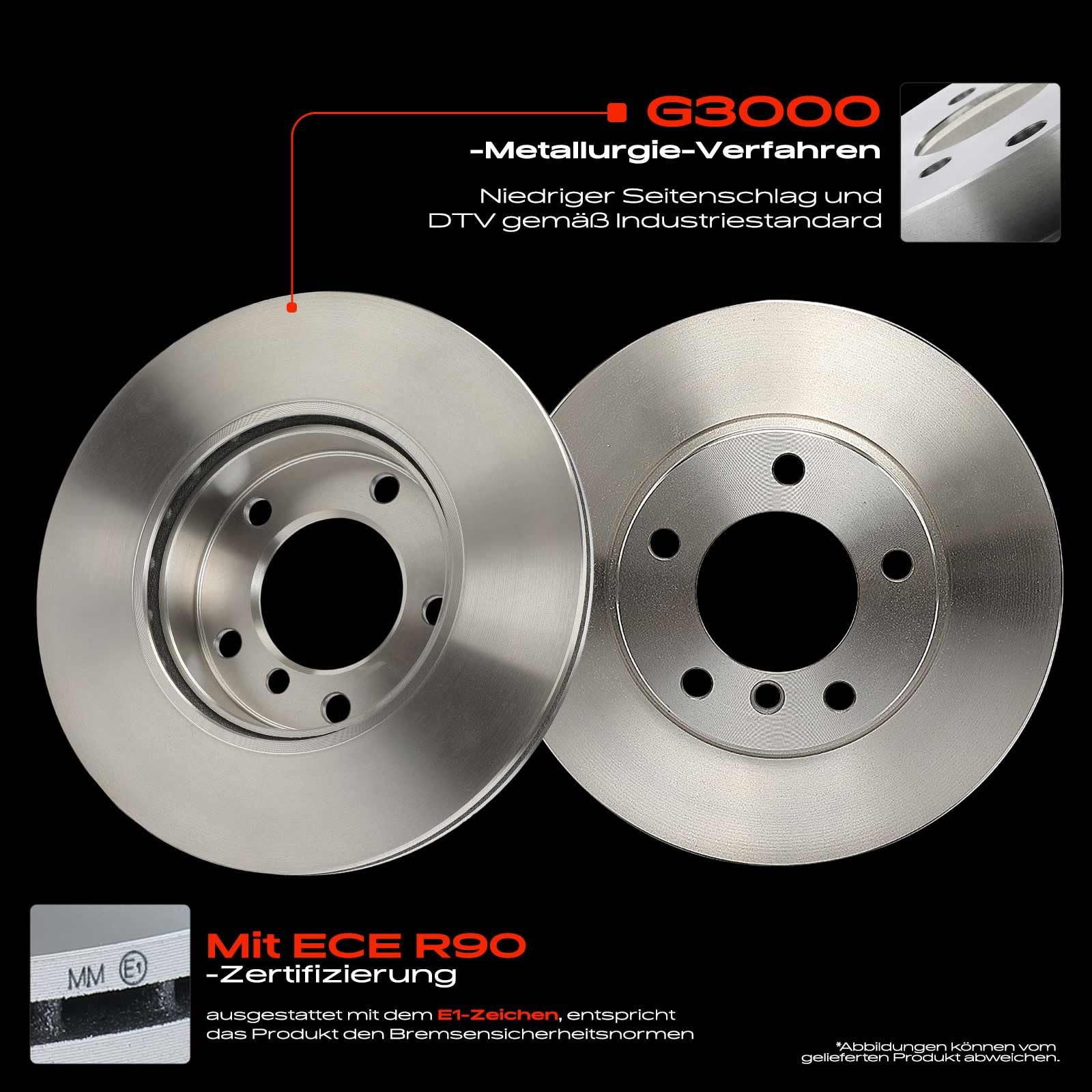 Frankberg Bremsensatz inkl. 2x Bremsscheiben + 4x Bremsbeläge Vorne Kompatibel mit 3er Compact E46 3er E46 3er Touring E46 3er Cabriolet E46 Replace# 34116761244