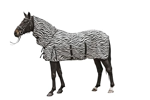 HKM Zebra Manta Anti-Moscas con Cuello con cinturó Blanco/Negro 125