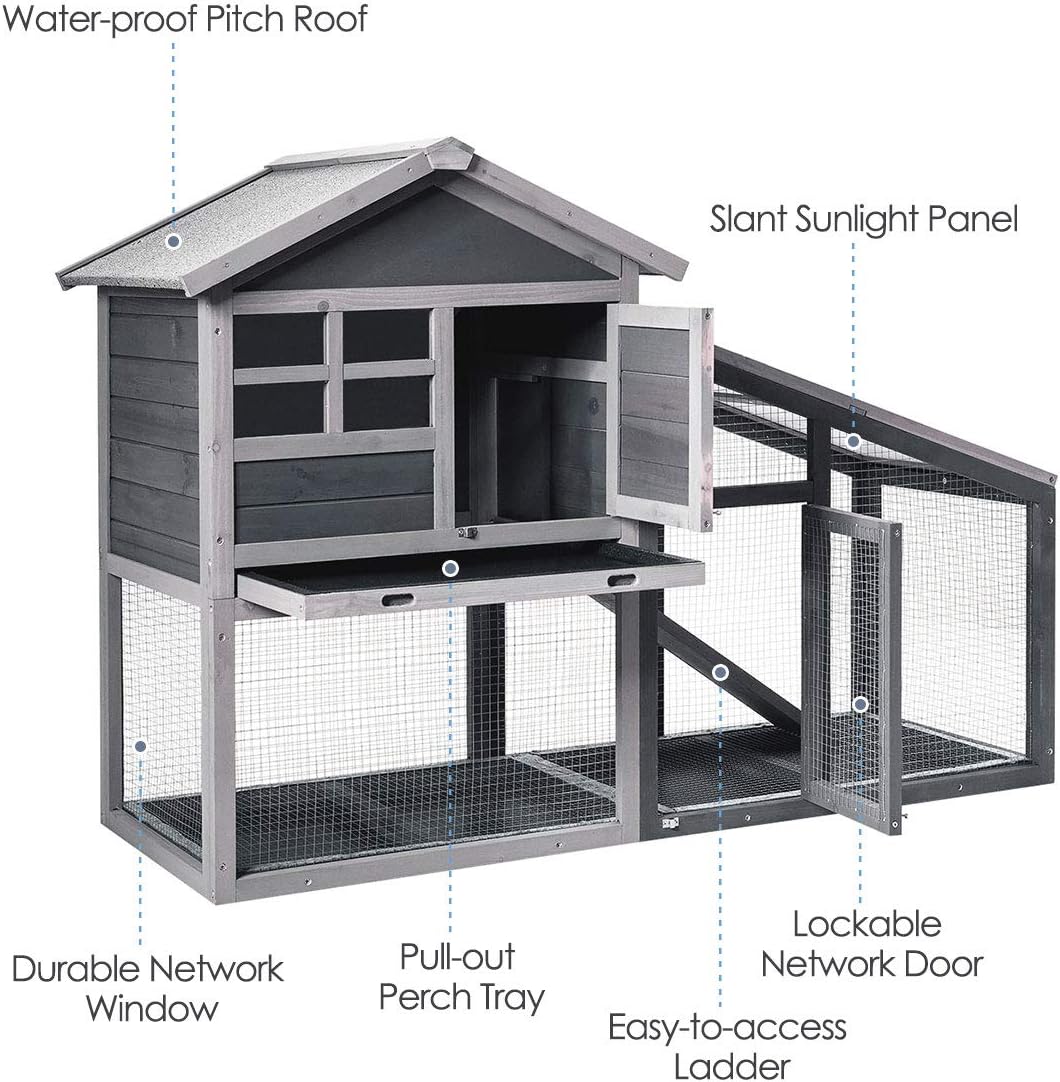 PETSITE Chicken Coop Run, Rabbit Hutch Small Animal Houses & Habitats for Indoor Outdoor Use, Wooden Rabbit Bunny Cage with Pull Out Tray