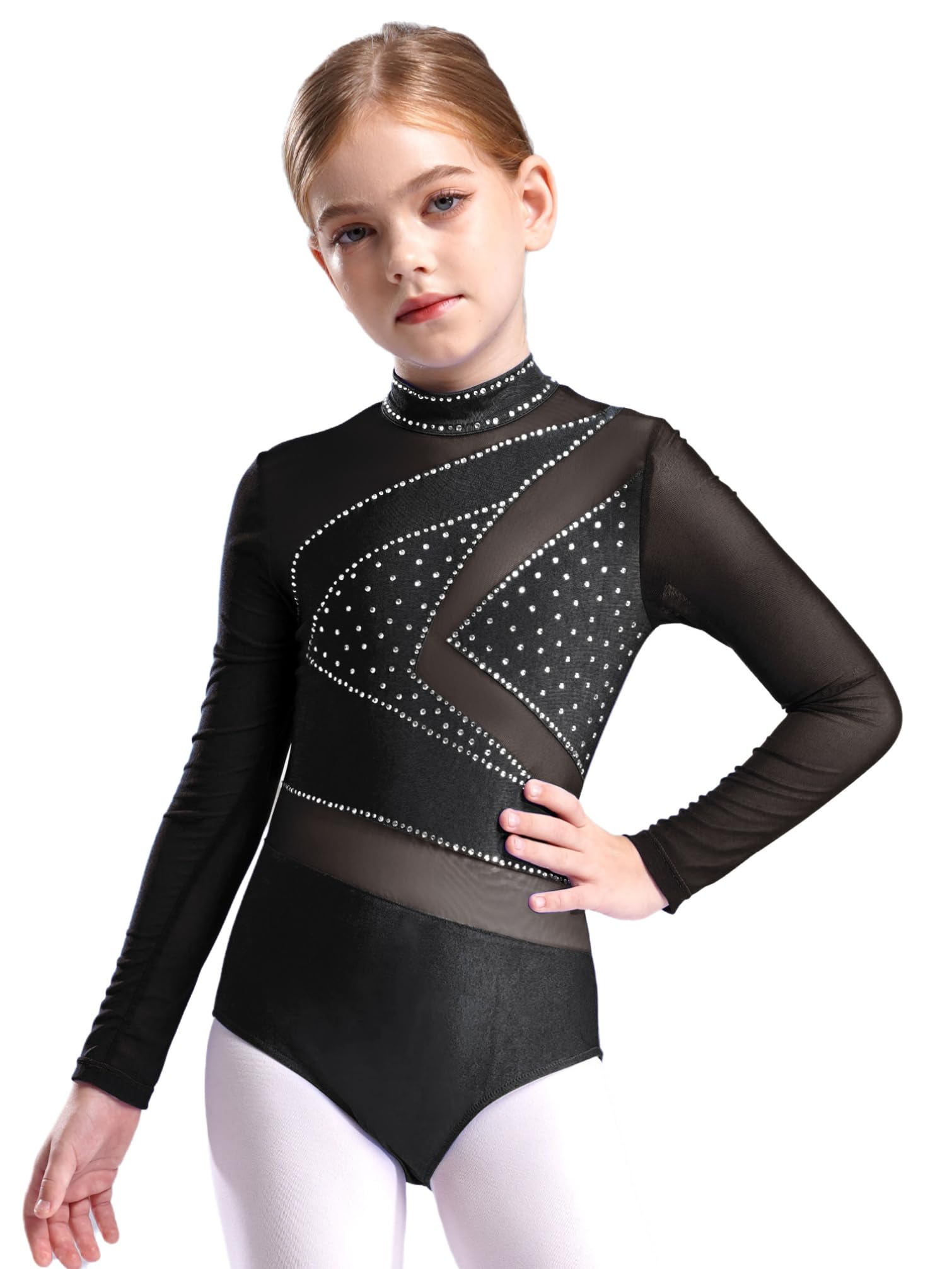 TiaoBug Conjunto De Baile para Niñas Leotardo Gimnasia Rítmica Manga Larga con Pantalones Cortos Y Leggings Traje De Patinaje Artístico