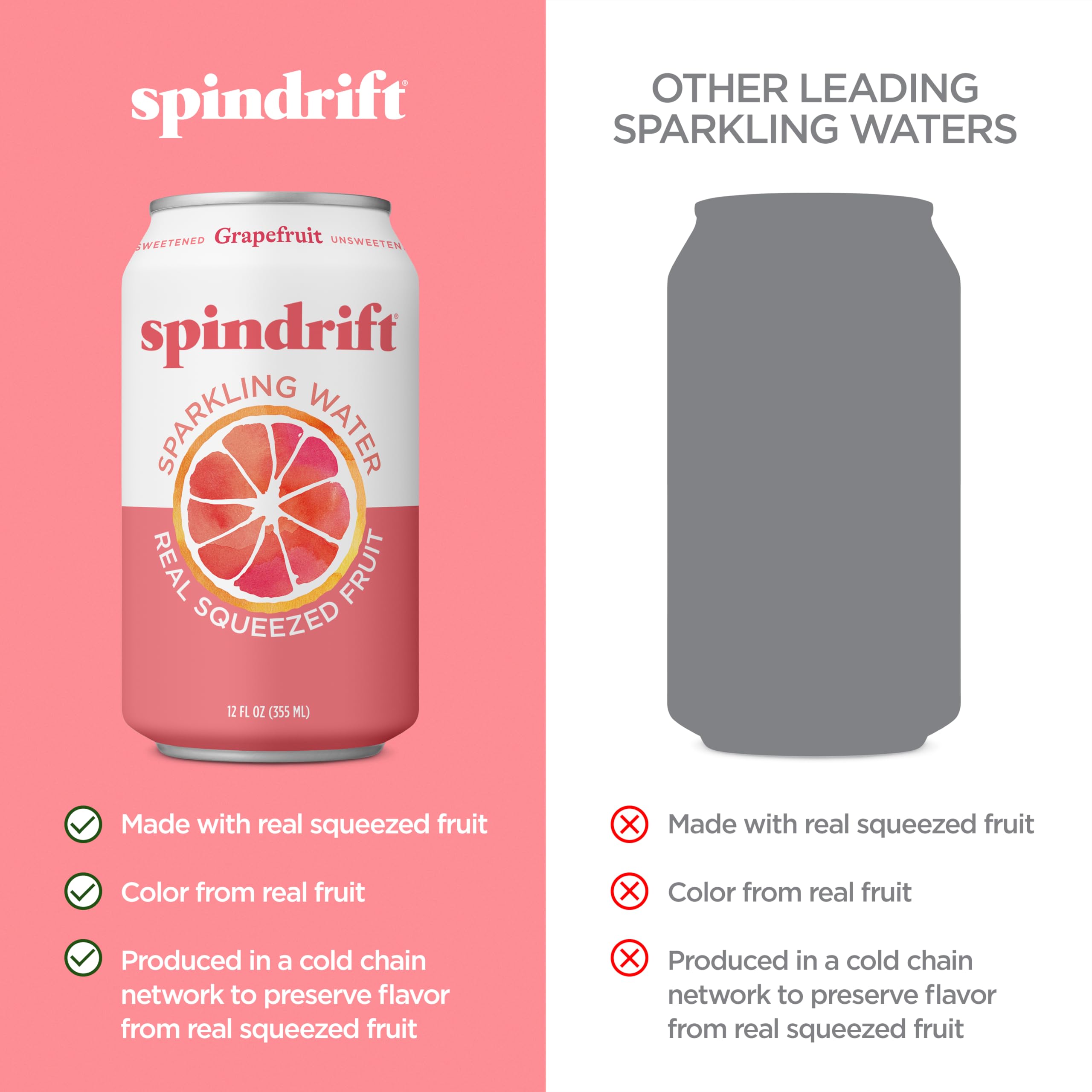 Spindrift, Sparkling Water, Grapefruit, 12 oz (pack of 8)