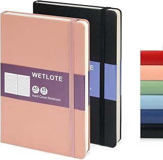 WETLOTE Leather Hardcover Lined Journal Notebook 2 Pack, A5 Notebook College Ruled Writing Journals 212 Pages, Large Lined Notebooks for Women Men School College Office Journaling