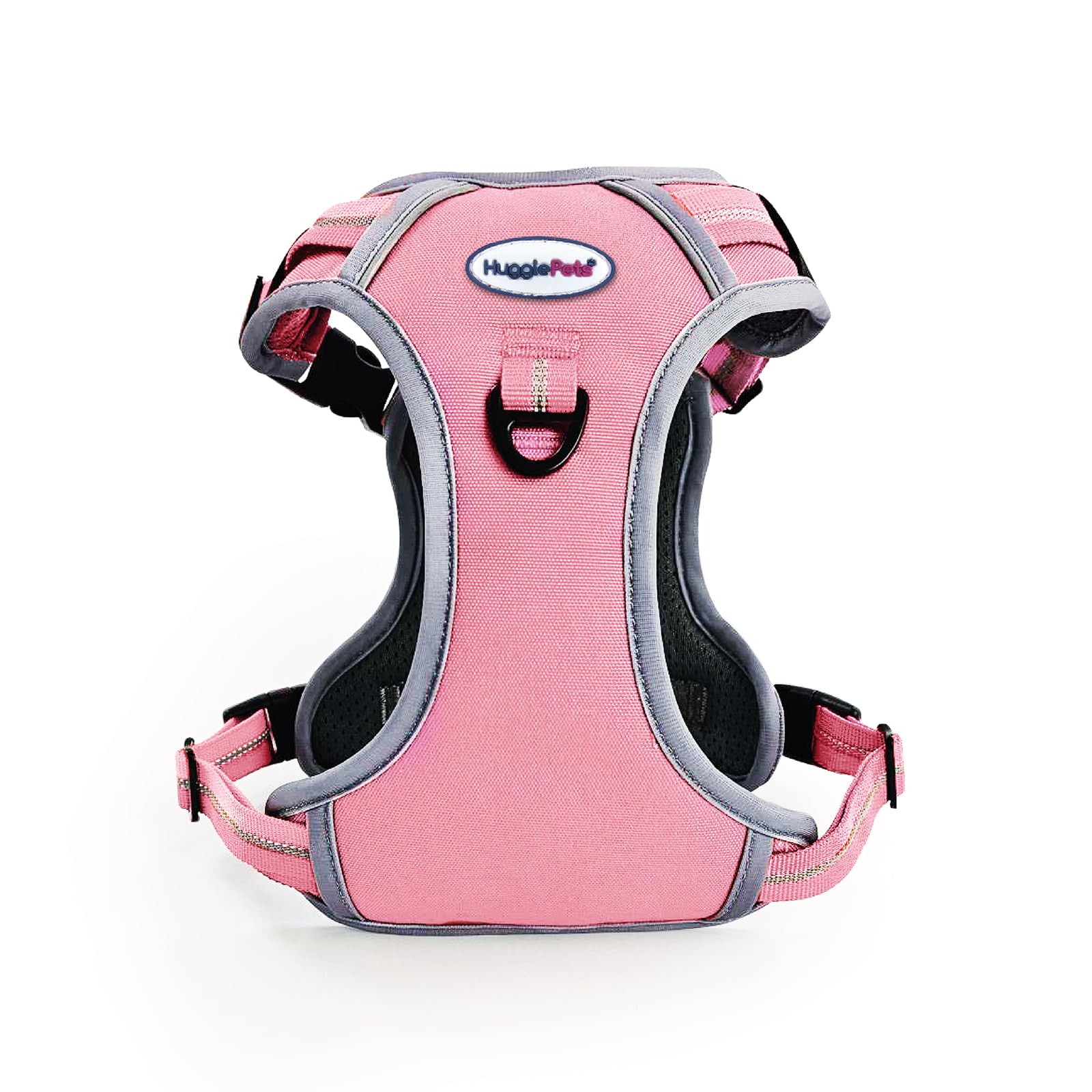 HugglePets Activity & Travel Comfort Dog Harness | Pink Extra Large 80-110cm | Adjustable Reflective | Breathable Mesh | Padded Grab Handle | Front & Rear D-Ring | Great
