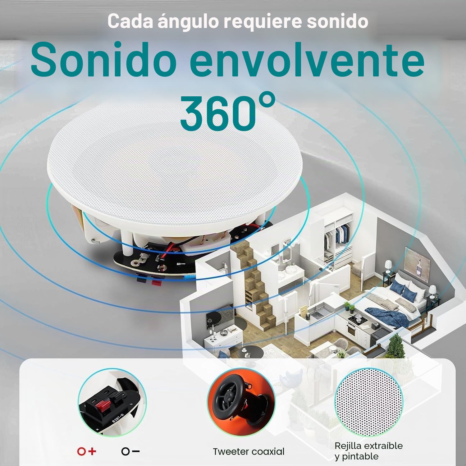 STUDIOFINIX Altavoces de techo Bluetooth de 6.5 pulgadas, 300 vatios, sistema de altavoces empotrados para el hogar, adecuado para interiores, cocina, cine en casa, dormitorio, oficina, patio cubierto