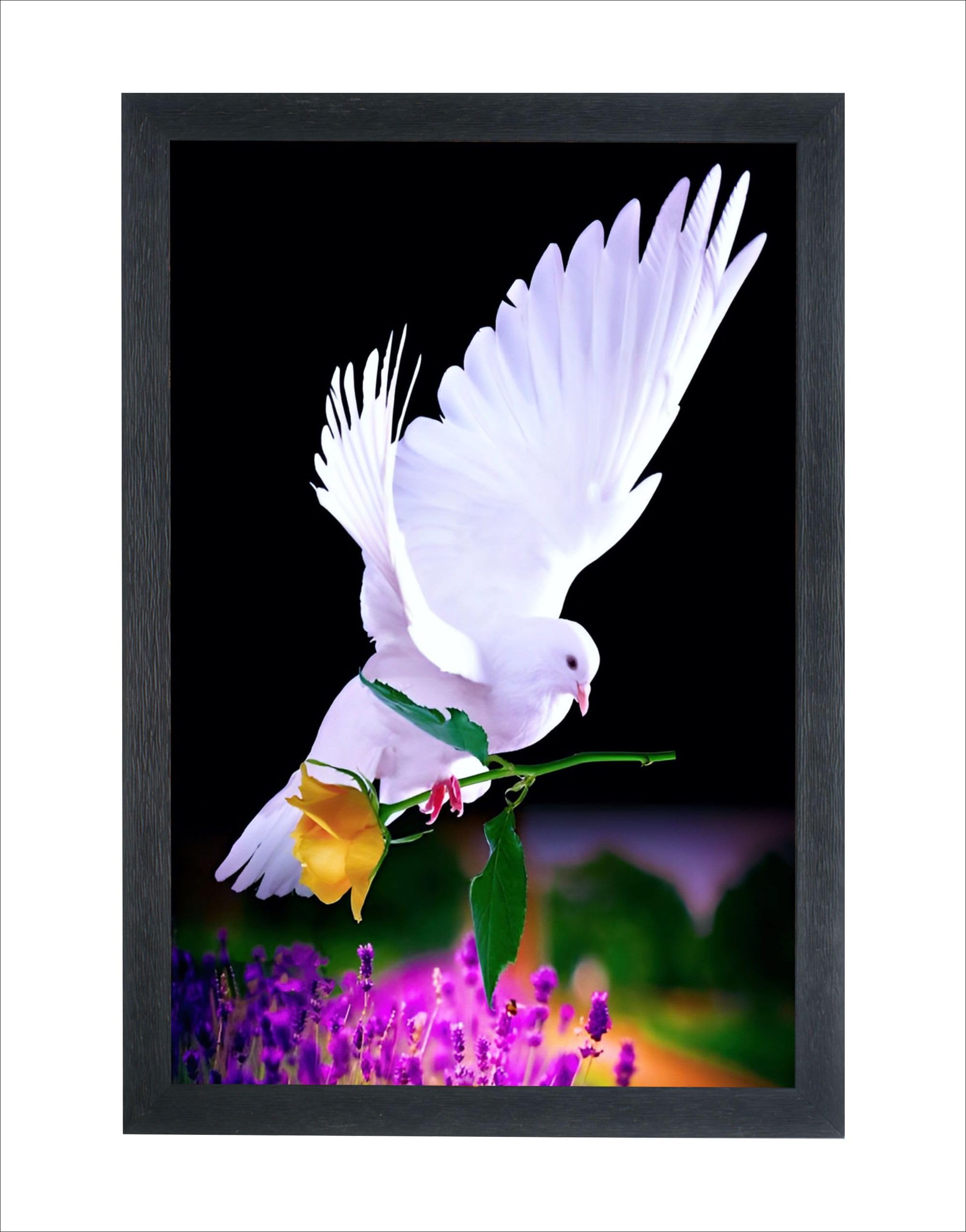Devatwal White Dove Flying Bird Photo Frame For Wall Mounted Painting (10 * 14 Inch)