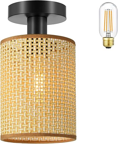 XININSUN Lámpara de techo para pasillo, lámpara de techo semiempotrada, estilo bohemio vintage, cerca del techo, lámpara de techo de granja para