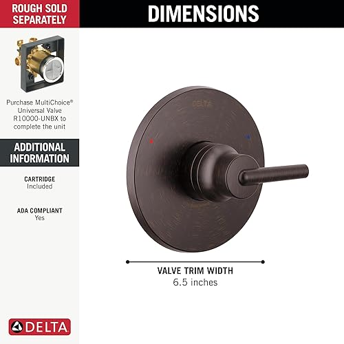 Miniatura 16 de Delta Faucet Trinsic 14 Series T14059-BL - Kit de moldura de válvula de ducha de una sola función, mango de ducha, kit de molduras de ducha Delta