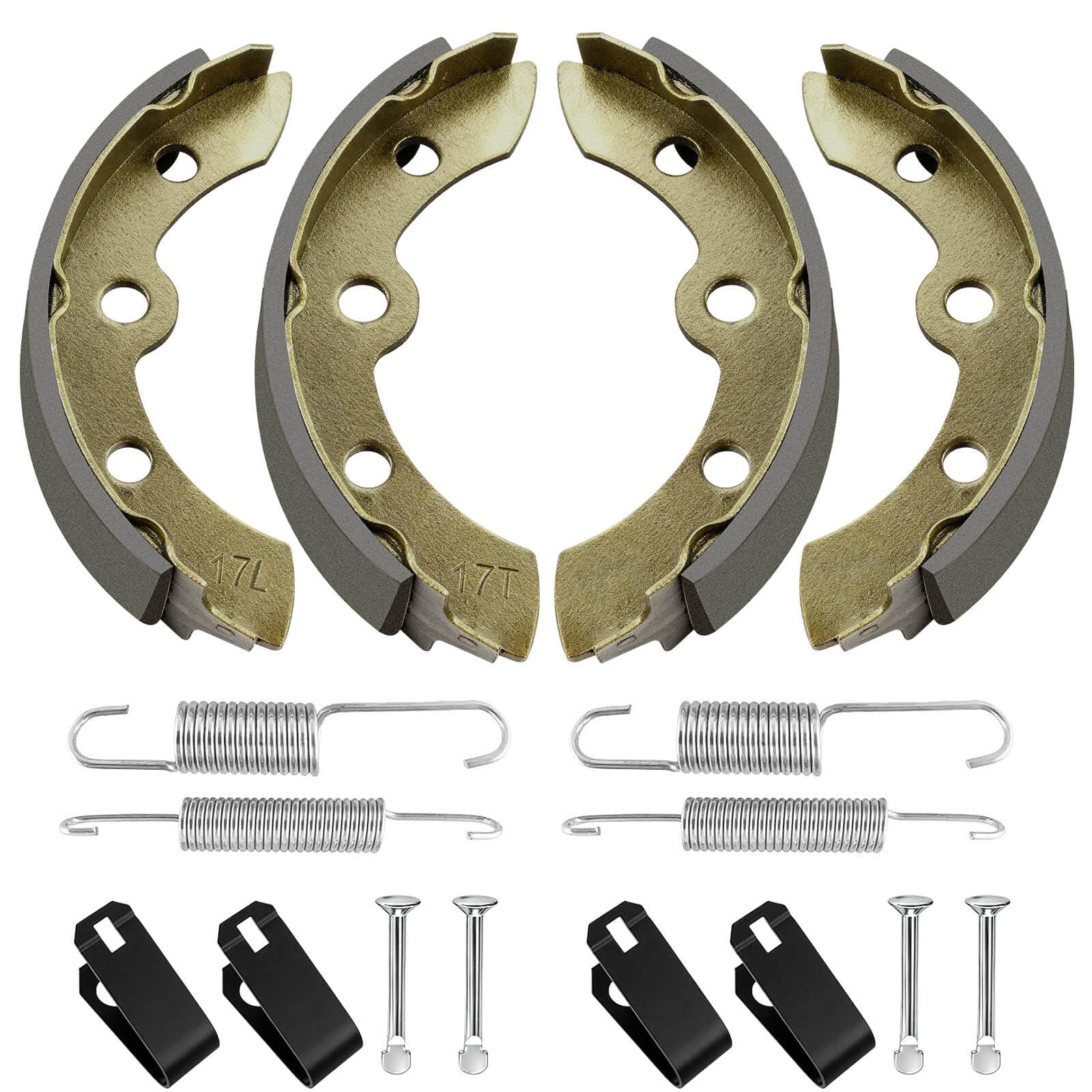 LEAPGOMAX Club Car Brake Shoes and Spring Kit for DS G&E 1995-up (Automatic Adjust)& Precedent 1018232-01 Golf Cart Replacement Brake Shoe Pads (2 Short & 2 Long)
