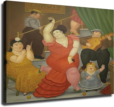 Flamenco By Fernando Botero Poster Canvas Print HD Photo Wall Art Home Living Room Bedroom Cafe Office Modern Background Decoration (12x16inch Unframed)